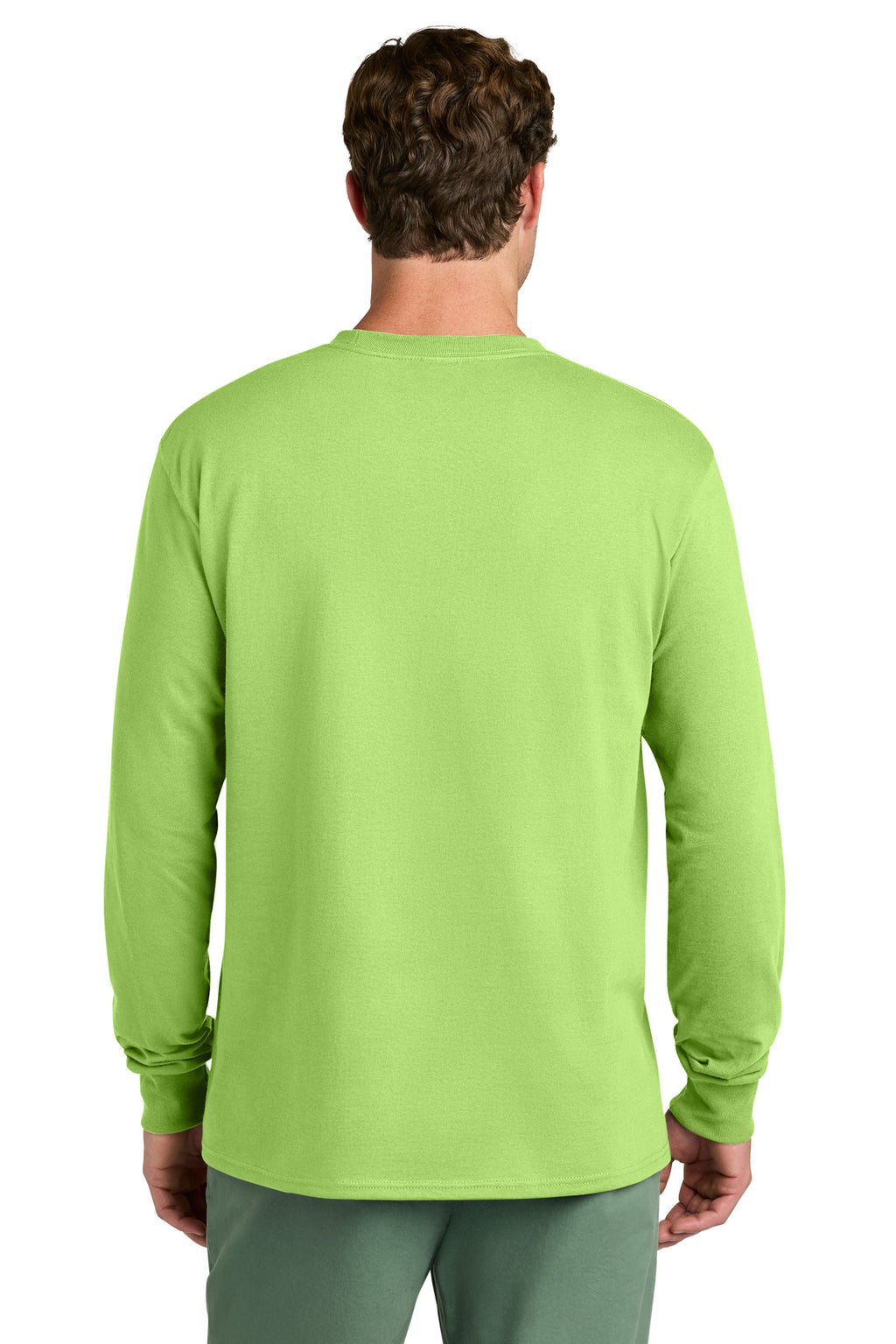 Port & Co Long Sleeve Core Cotton Tee. PC54LS - Lime - back