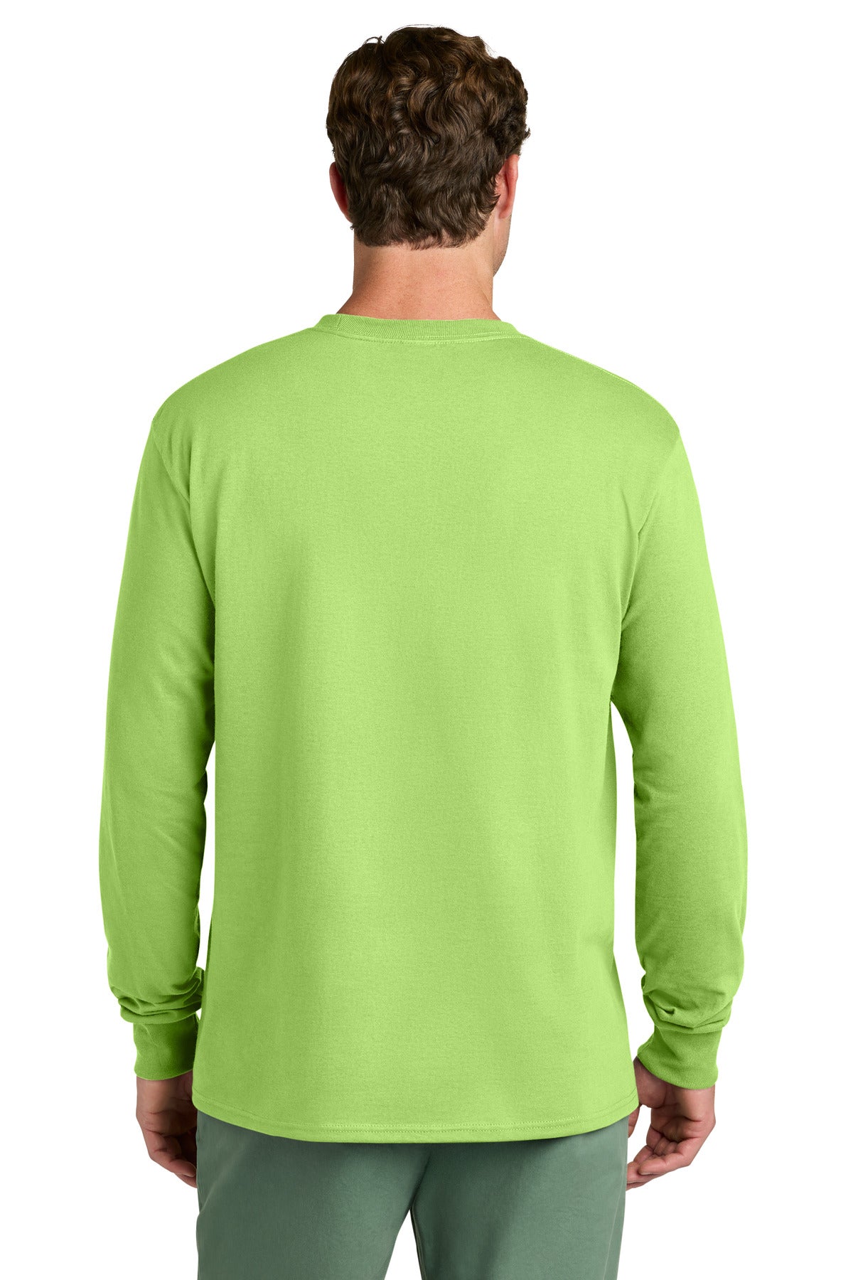 Port & Co Long Sleeve Core Cotton Tee. PC54LS - Lime - back