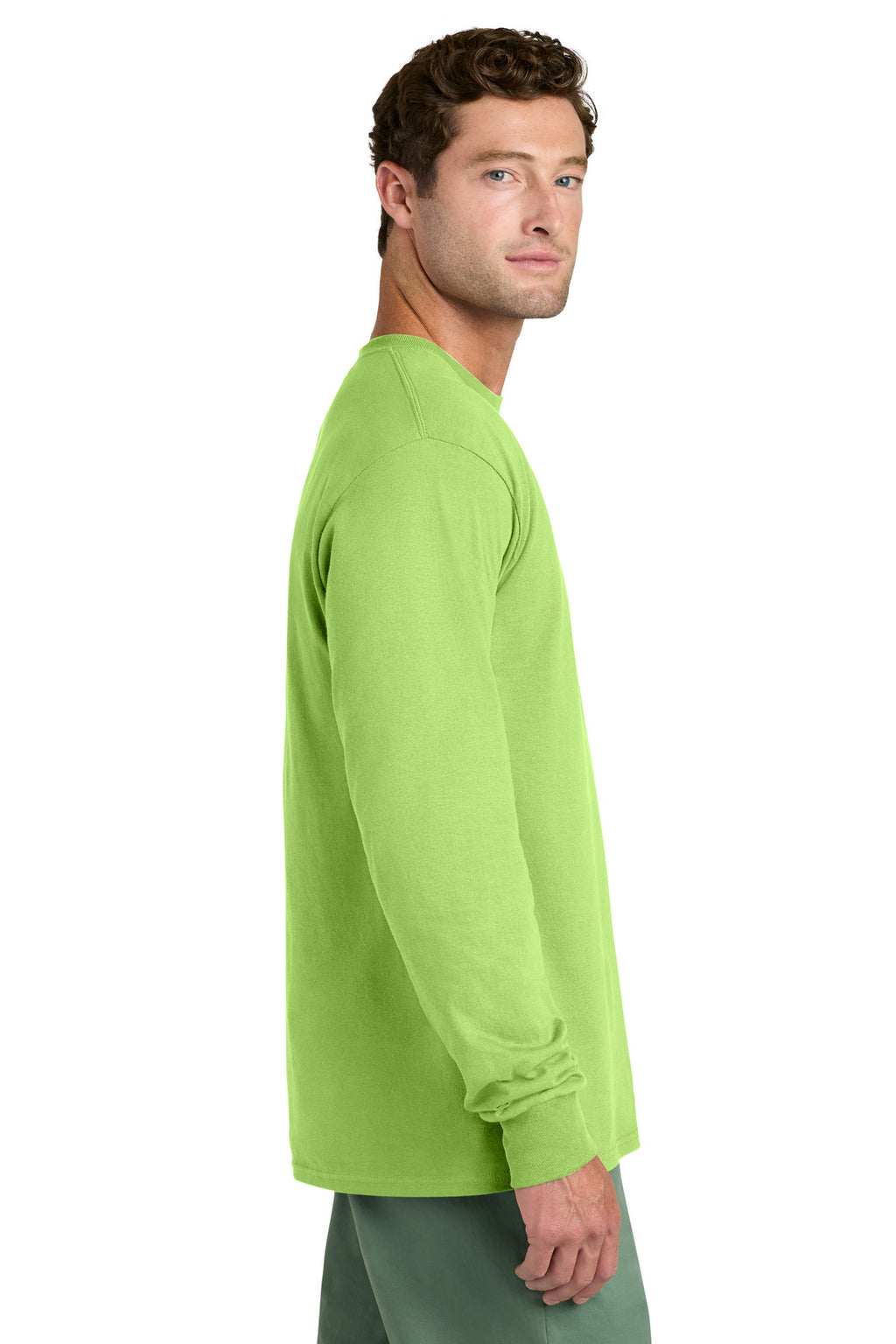 Port & Co Long Sleeve Core Cotton Tee. PC54LS - Lime - side