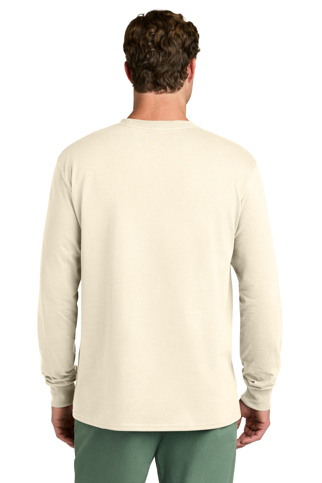 Port & Co Long Sleeve Core Cotton Tee. PC54LS - Natural - back