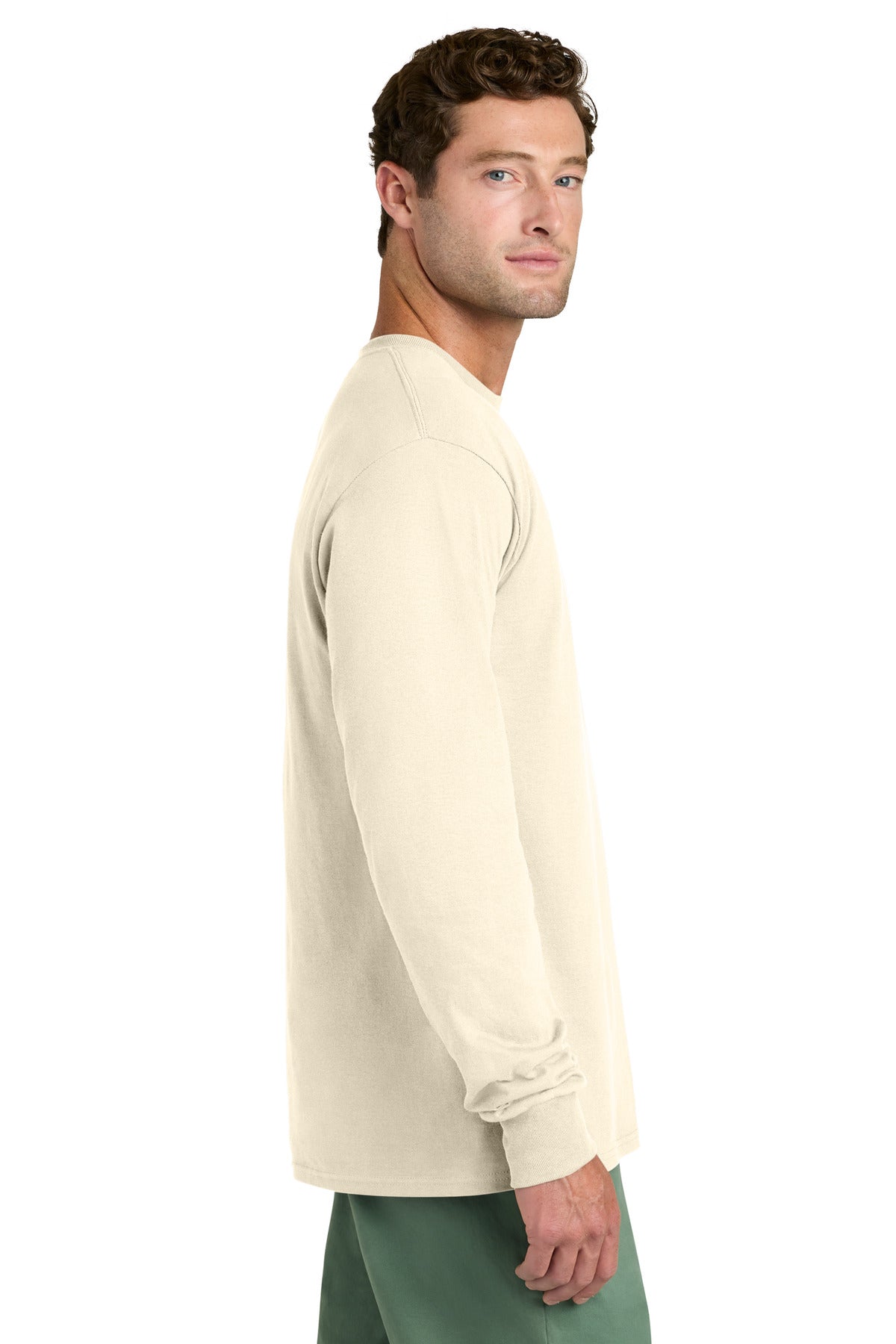 Port & Co Long Sleeve Core Cotton Tee. PC54LS - Natural - side