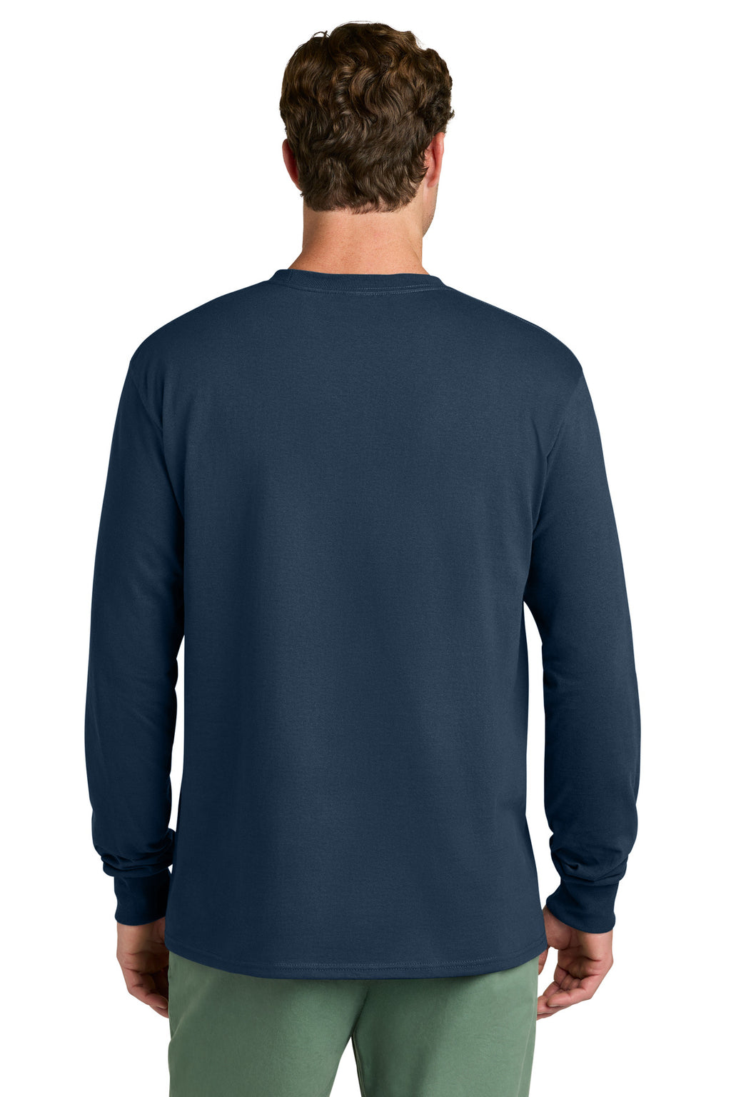 Port & Co Long Sleeve Core Cotton Tee. PC54LS - Navy - back