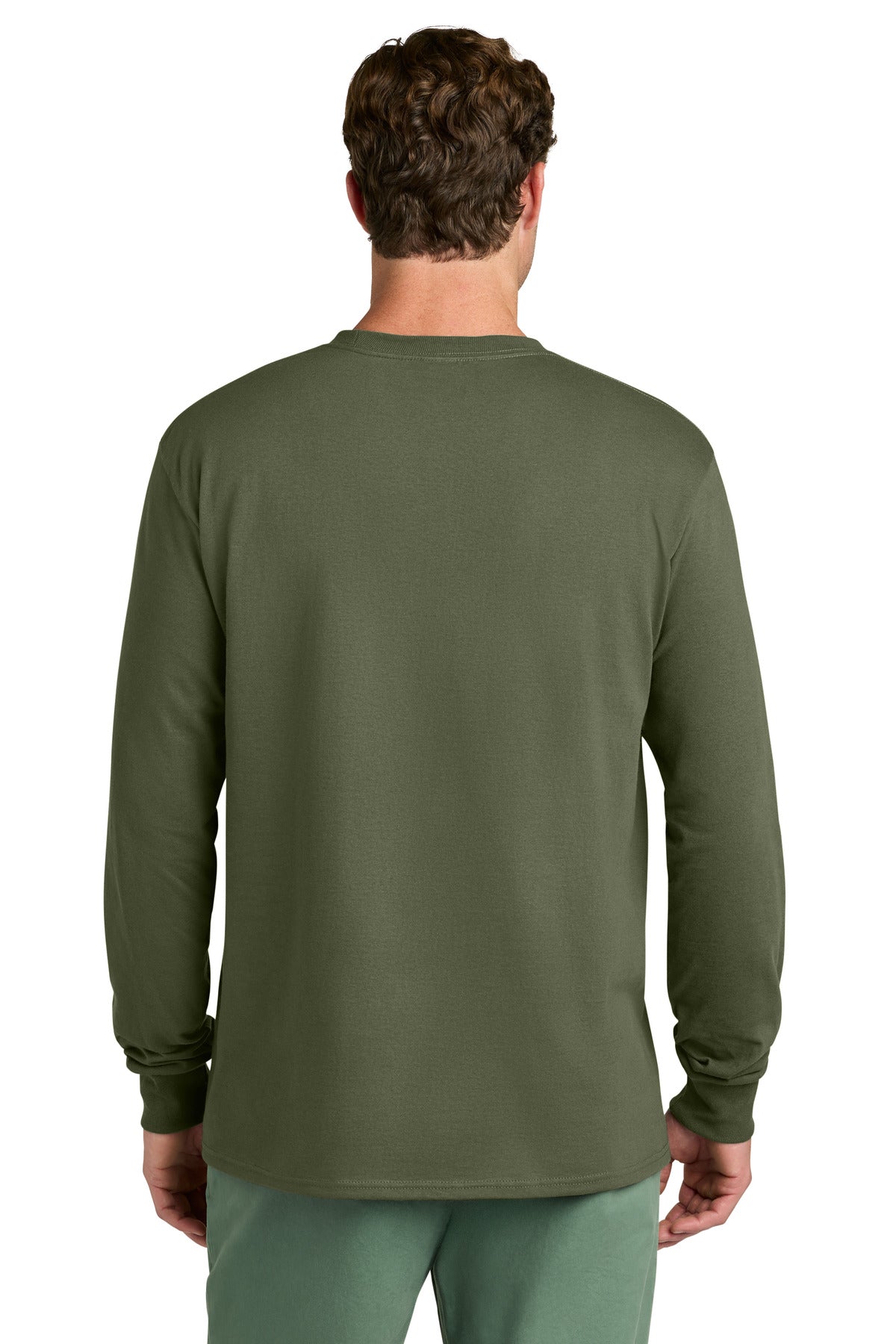 Port & Co Long Sleeve Core Cotton Tee. PC54LS - Olive Drab Green - back
