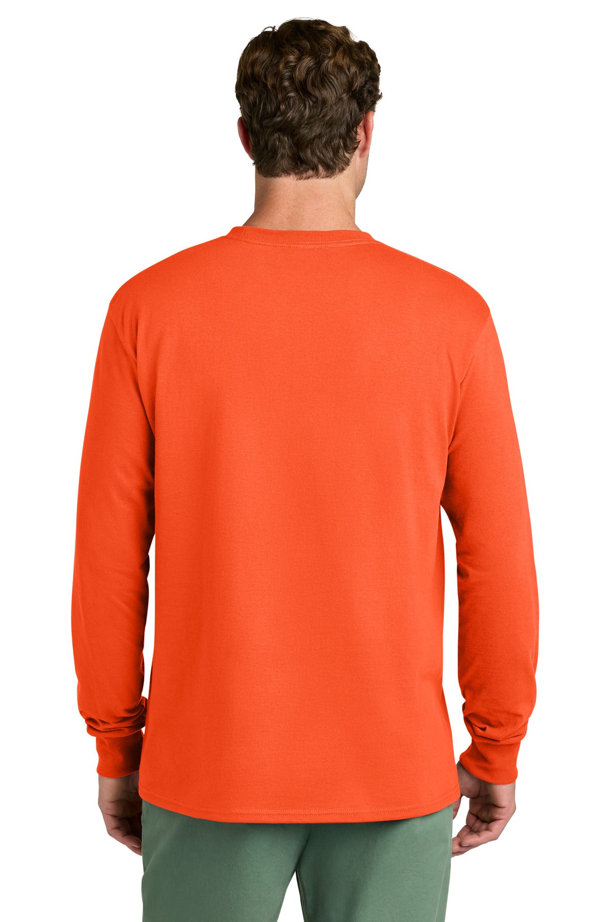 Port & Co Long Sleeve Core Cotton Tee. PC54LS - Orange - back