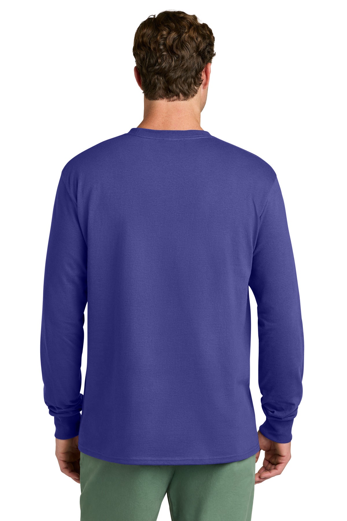 Port & Co Long Sleeve Core Cotton Tee. PC54LS - Purple - back
