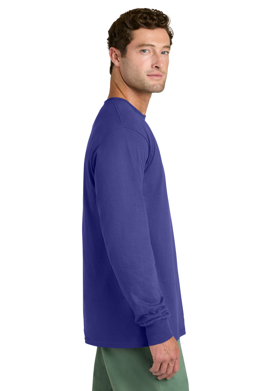 Port & Co Long Sleeve Core Cotton Tee. PC54LS - Purple - side