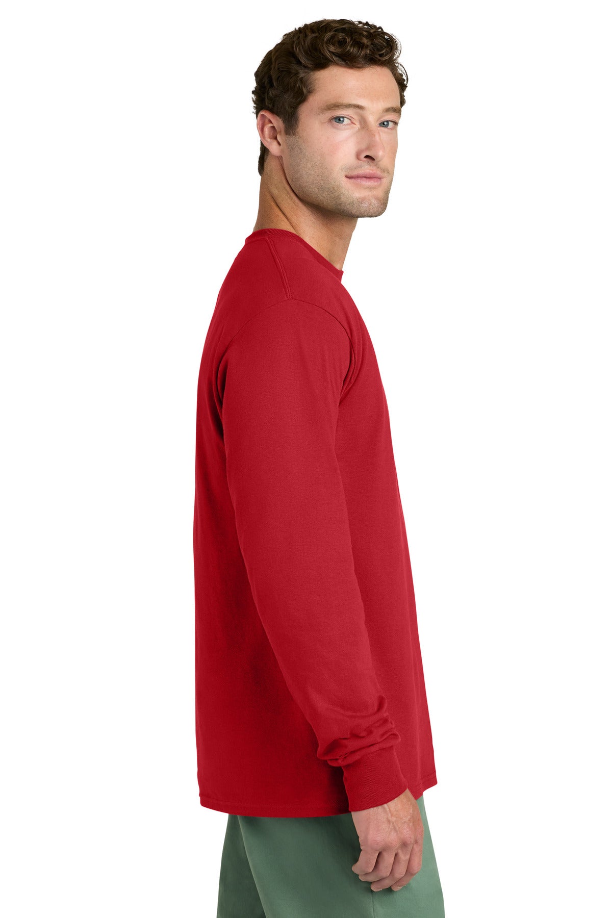 Port & Co Long Sleeve Core Cotton Tee. PC54LS - Red - side