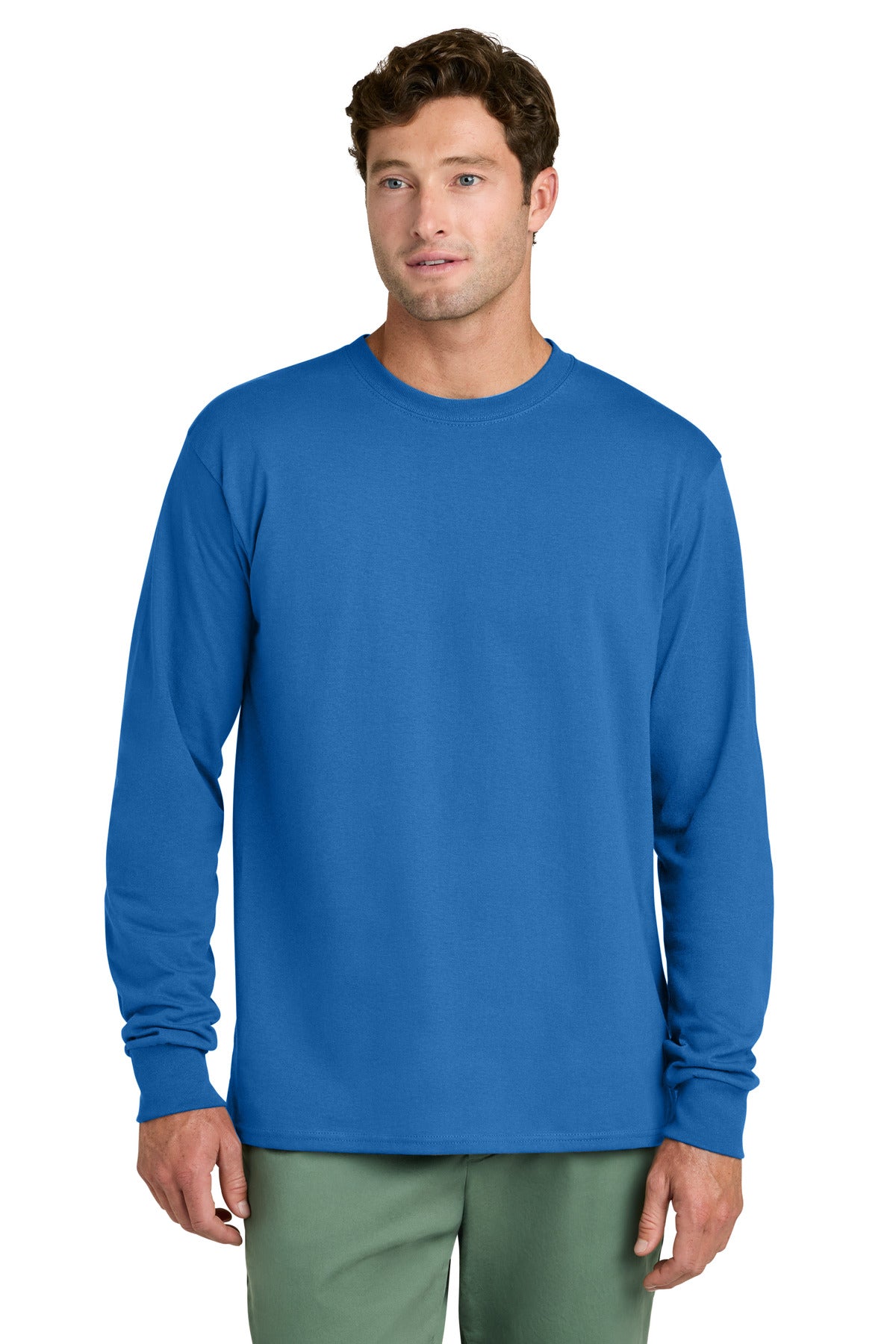 Port & Co Long Sleeve Core Cotton Tee. PC54LS - Royal - front