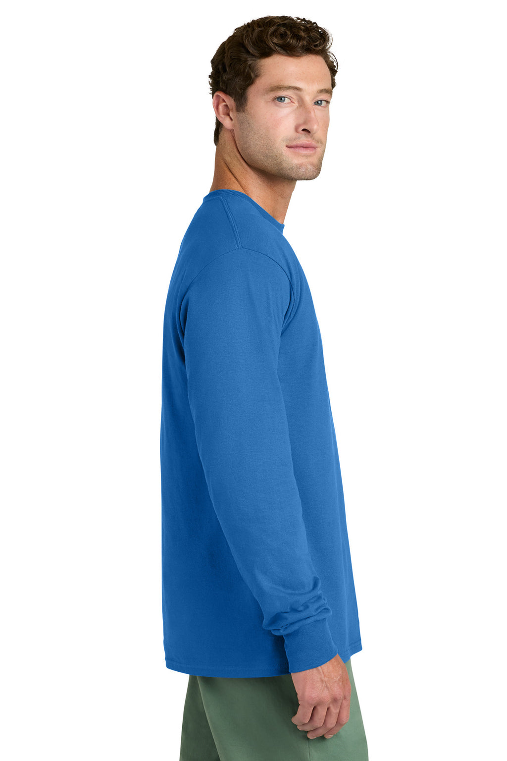 Port & Co Long Sleeve Core Cotton Tee. PC54LS - Royal - side