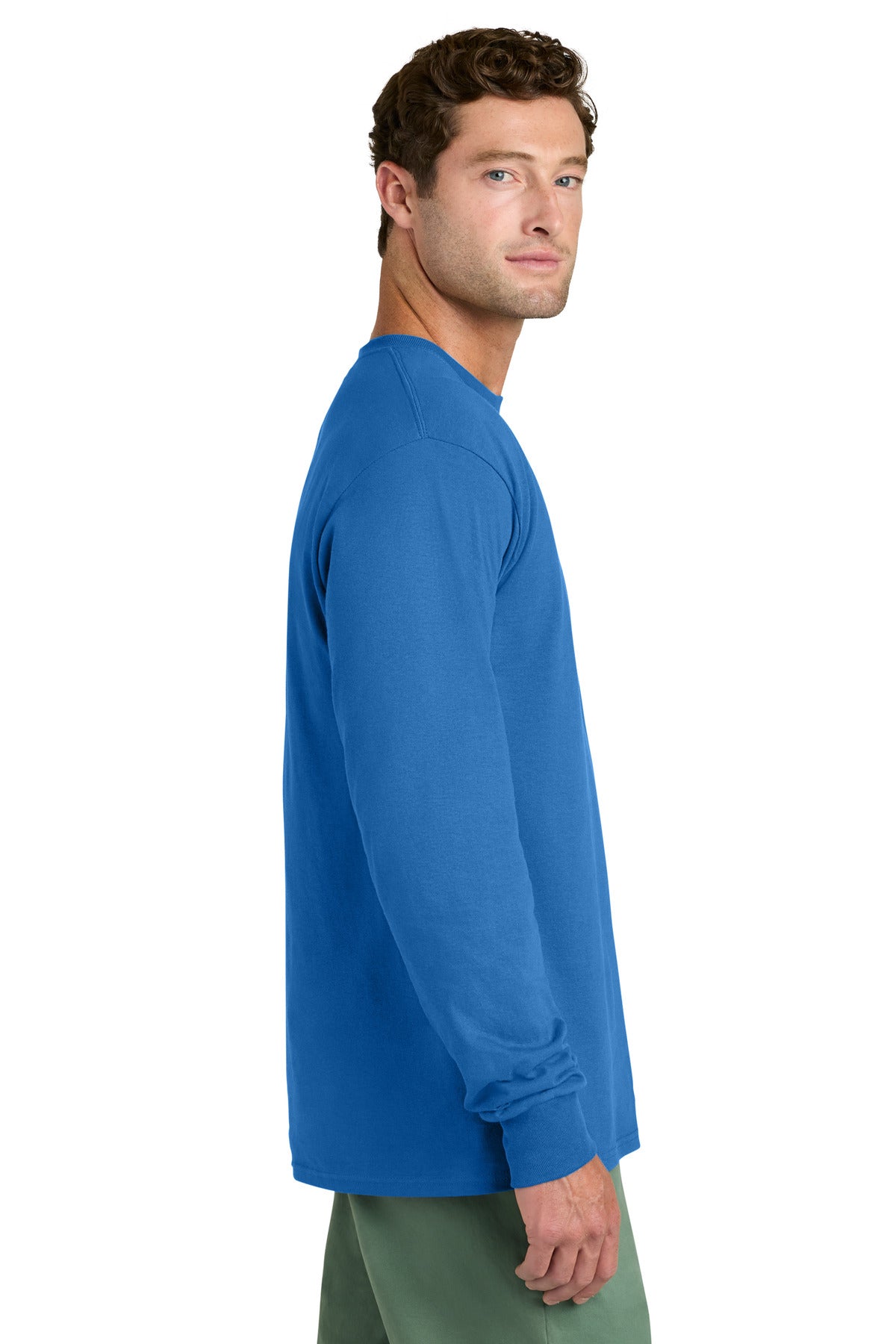 Port & Co Long Sleeve Core Cotton Tee. PC54LS - Royal - side