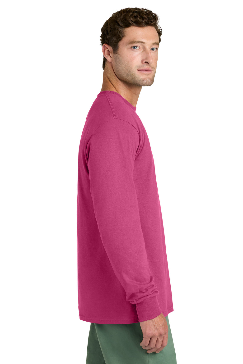 Port & Co Long Sleeve Core Cotton Tee. PC54LS - Sangria - side