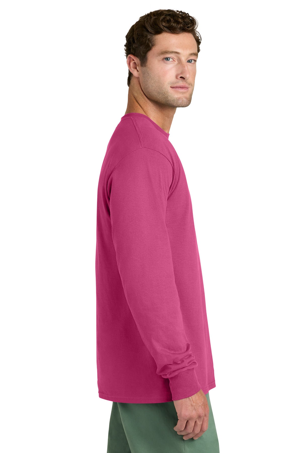 Port & Co Long Sleeve Core Cotton Tee. PC54LS - Sangria - side