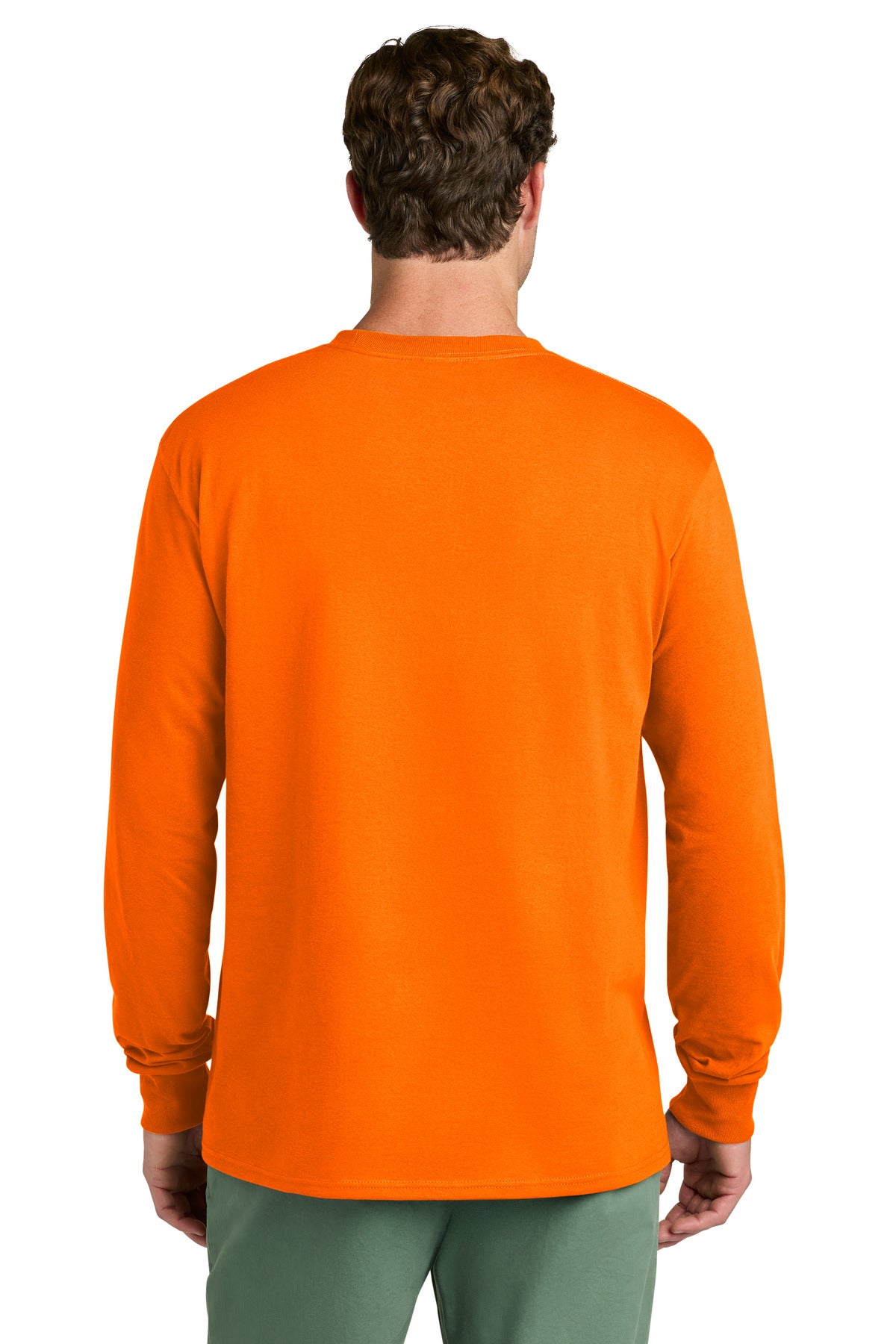 Port & Co Long Sleeve Core Cotton Tee. PC54LS - S. Orange - back