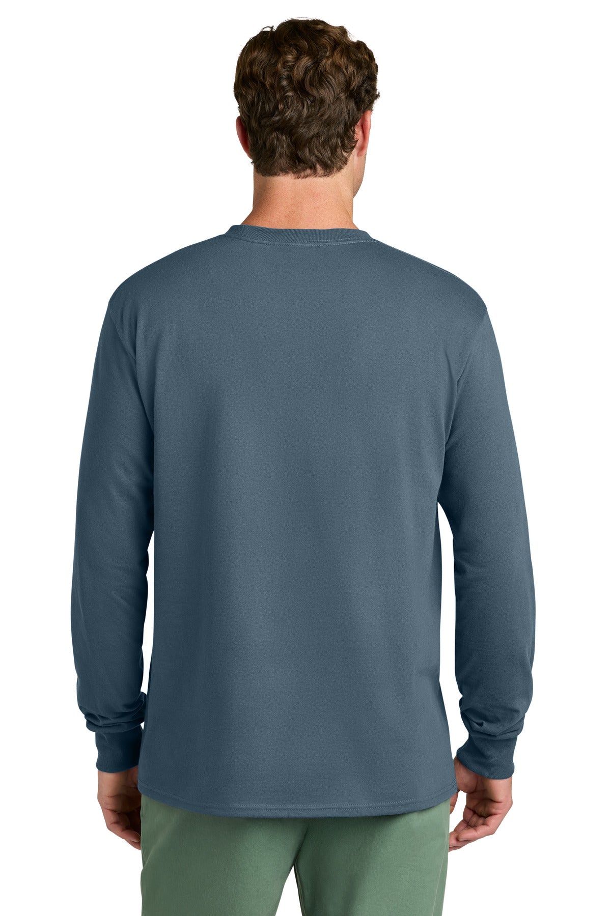Port & Co Long Sleeve Core Cotton Tee. PC54LS - Steel Blue - back