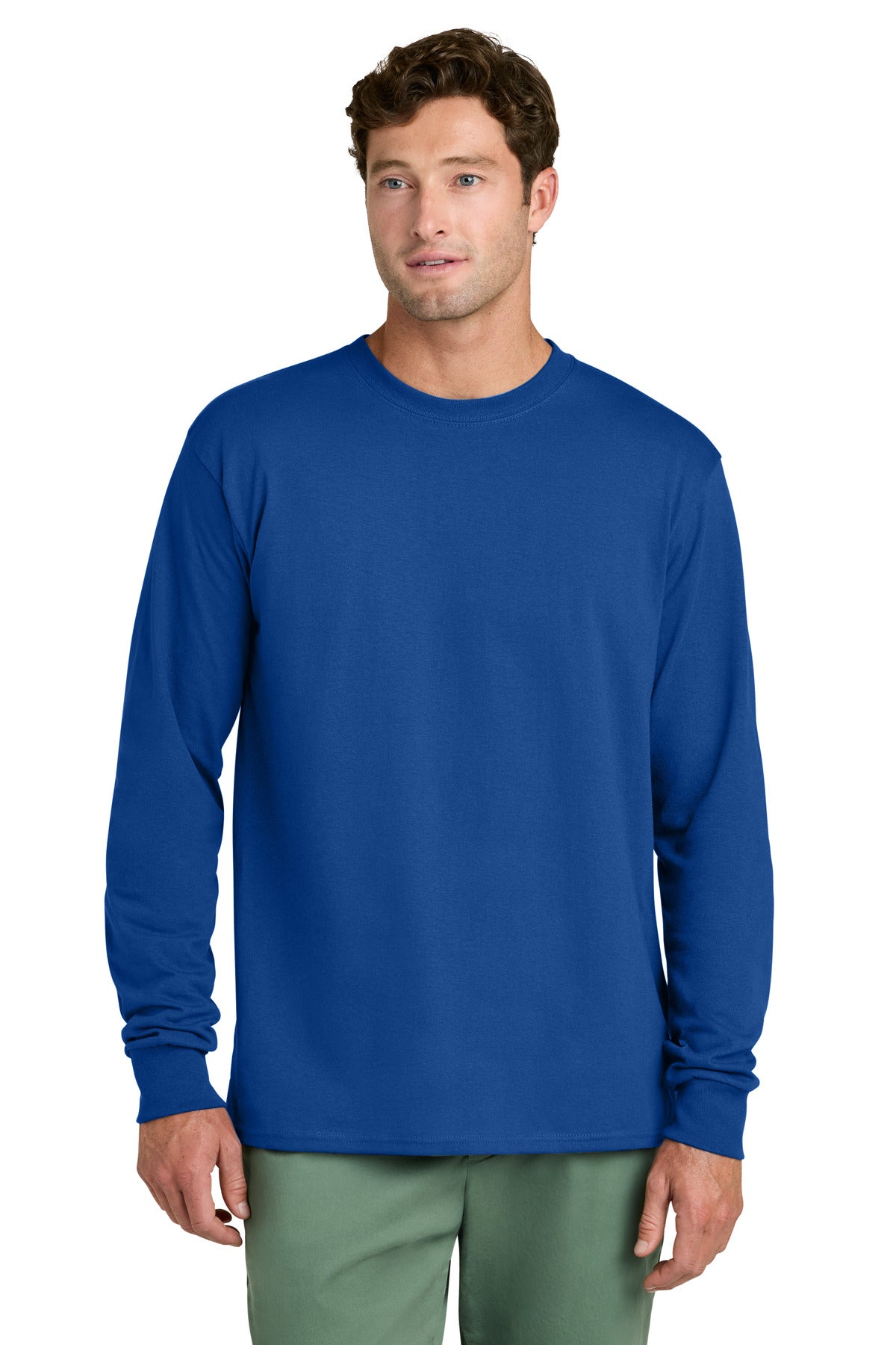 Port & Co Long Sleeve Core Cotton Tee. PC54LS - True Royal - front