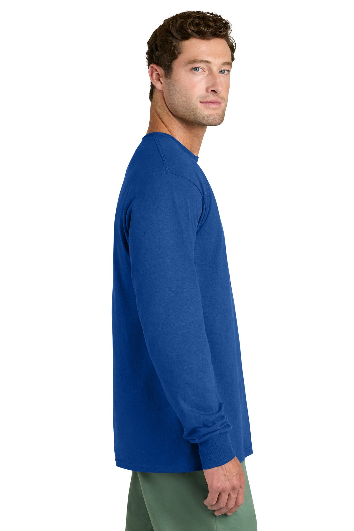 Port & Co Long Sleeve Core Cotton Tee. PC54LS - True Royal - side