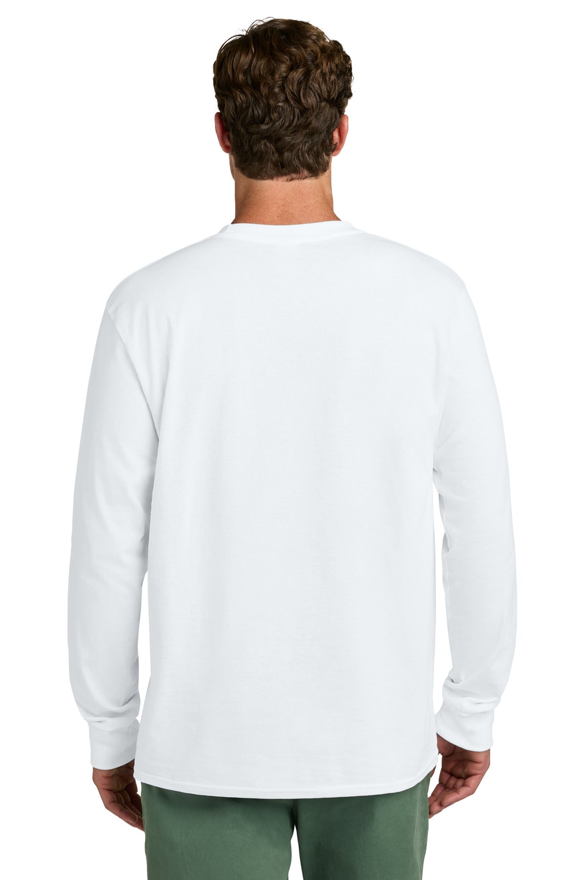 Port & Co Long Sleeve Core Cotton Tee. PC54LS - White - back