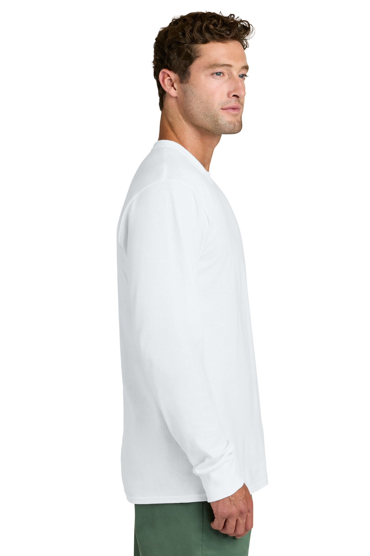 Port & Co Long Sleeve Core Cotton Tee. PC54LS - White - side
