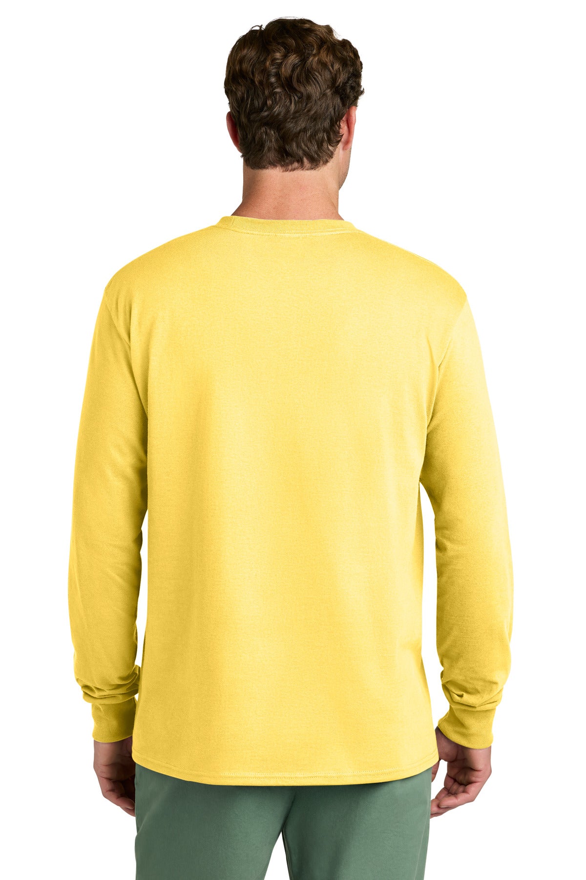 Port & Co Long Sleeve Core Cotton Tee. PC54LS - Yellow - back