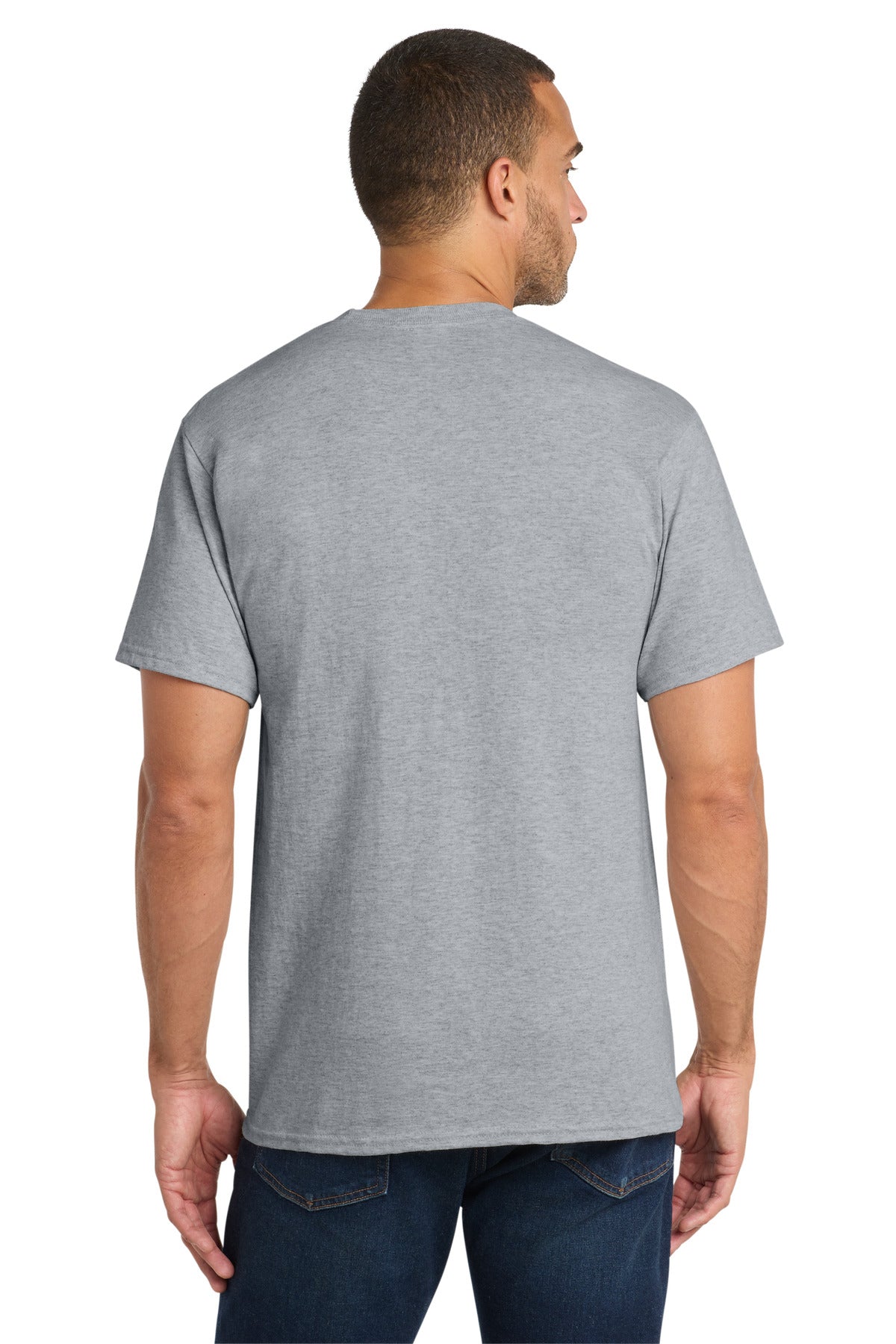 Port & Co Core Cotton Pocket Tee. PC54P - Athletic Heather - back