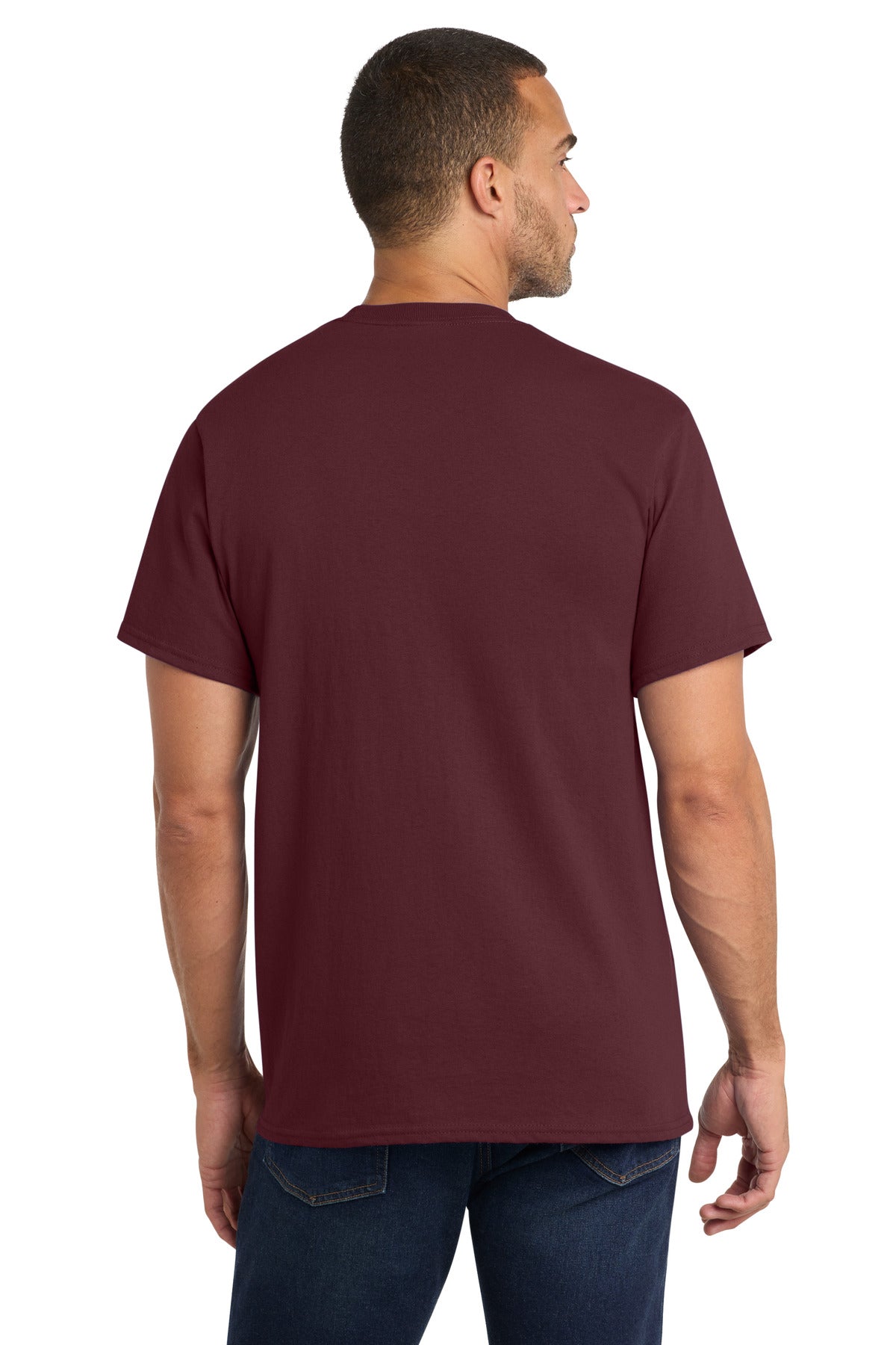 Port & Co Core Cotton Pocket Tee. PC54P - Athletic Maroon - back