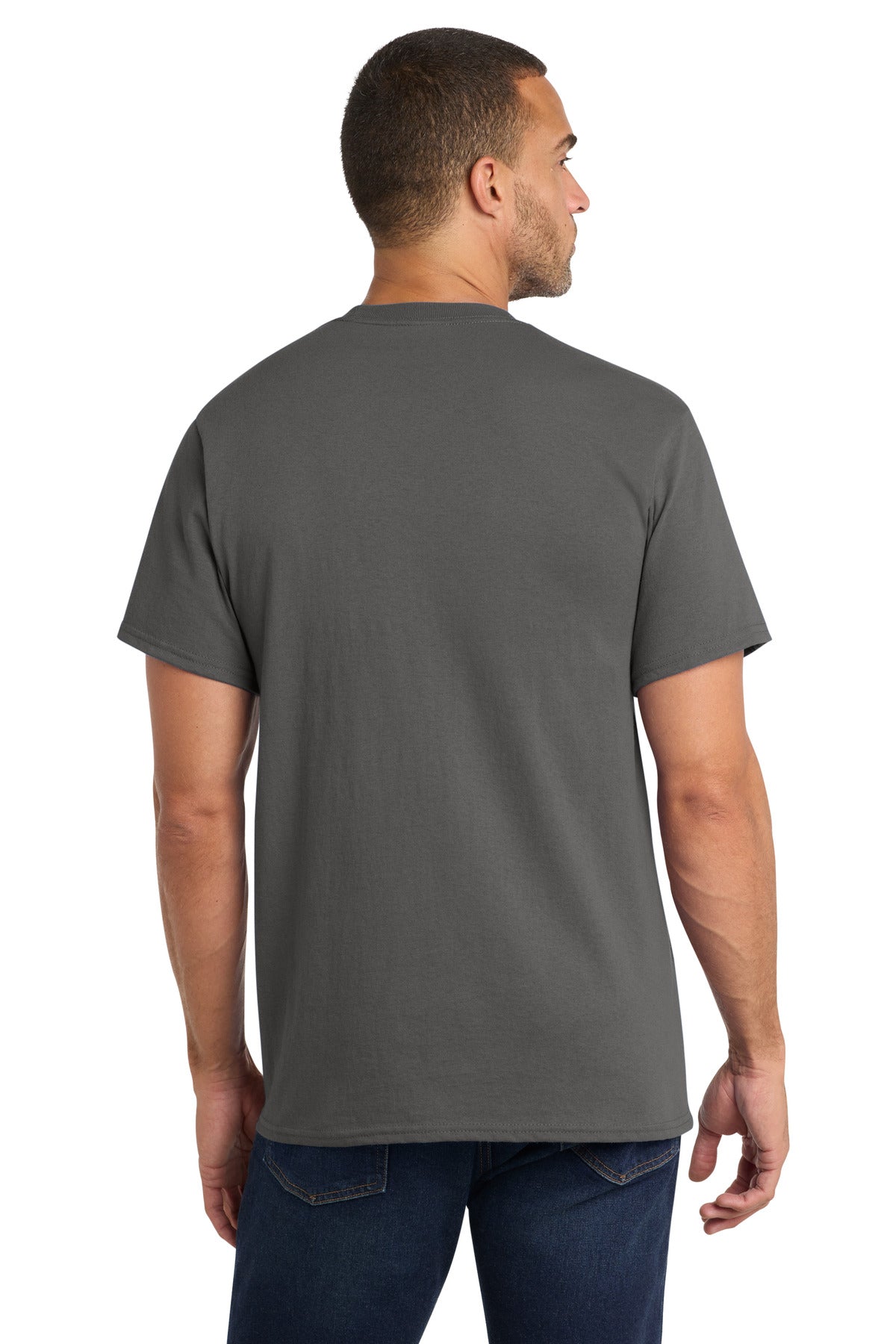 Port & Co Core Cotton Pocket Tee. PC54P - Charcoal - back