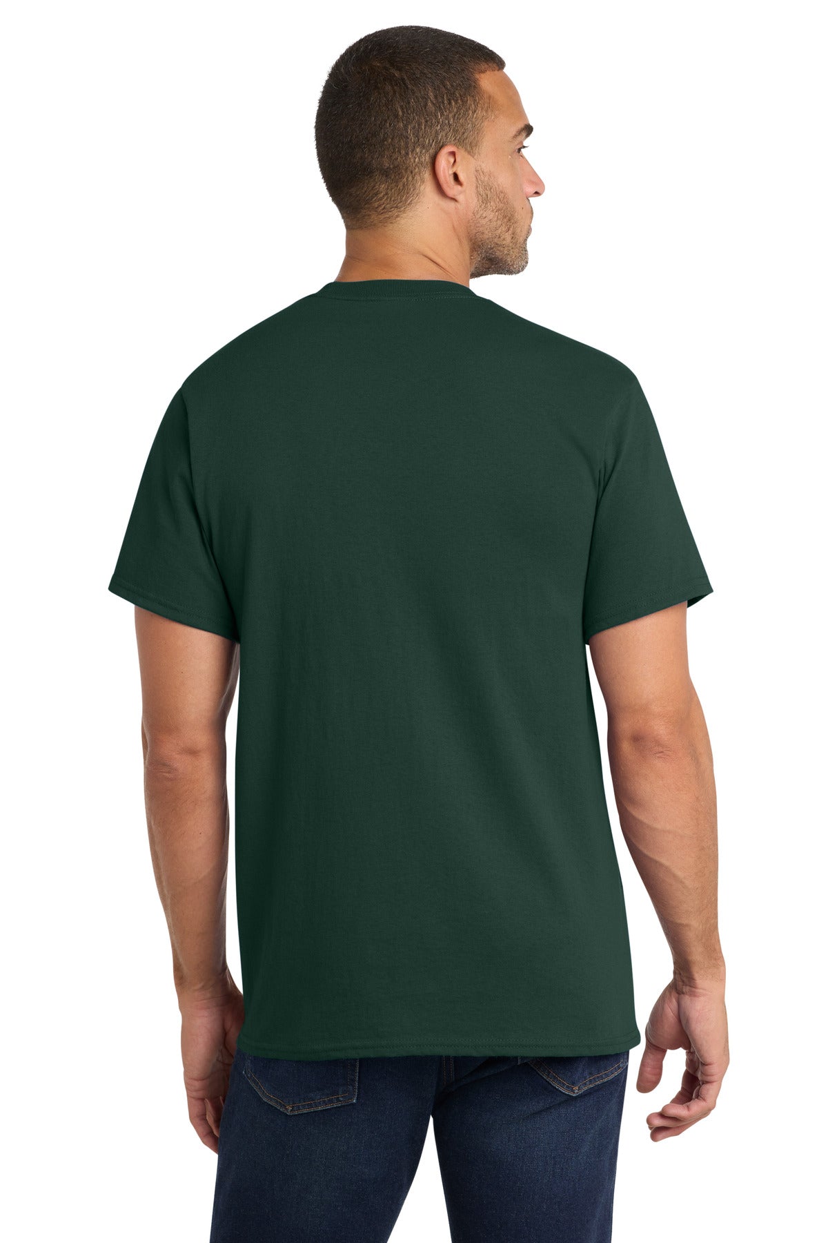 Port & Co Core Cotton Pocket Tee. PC54P - Dark Green - back