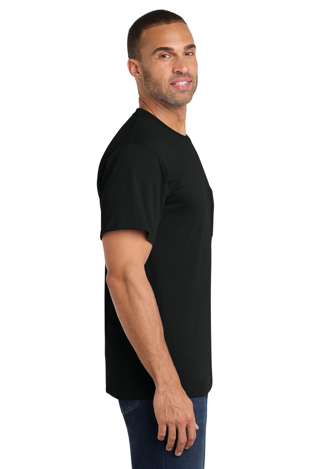 Port & Co Core Cotton Pocket Tee. PC54P - Jet Black - side
