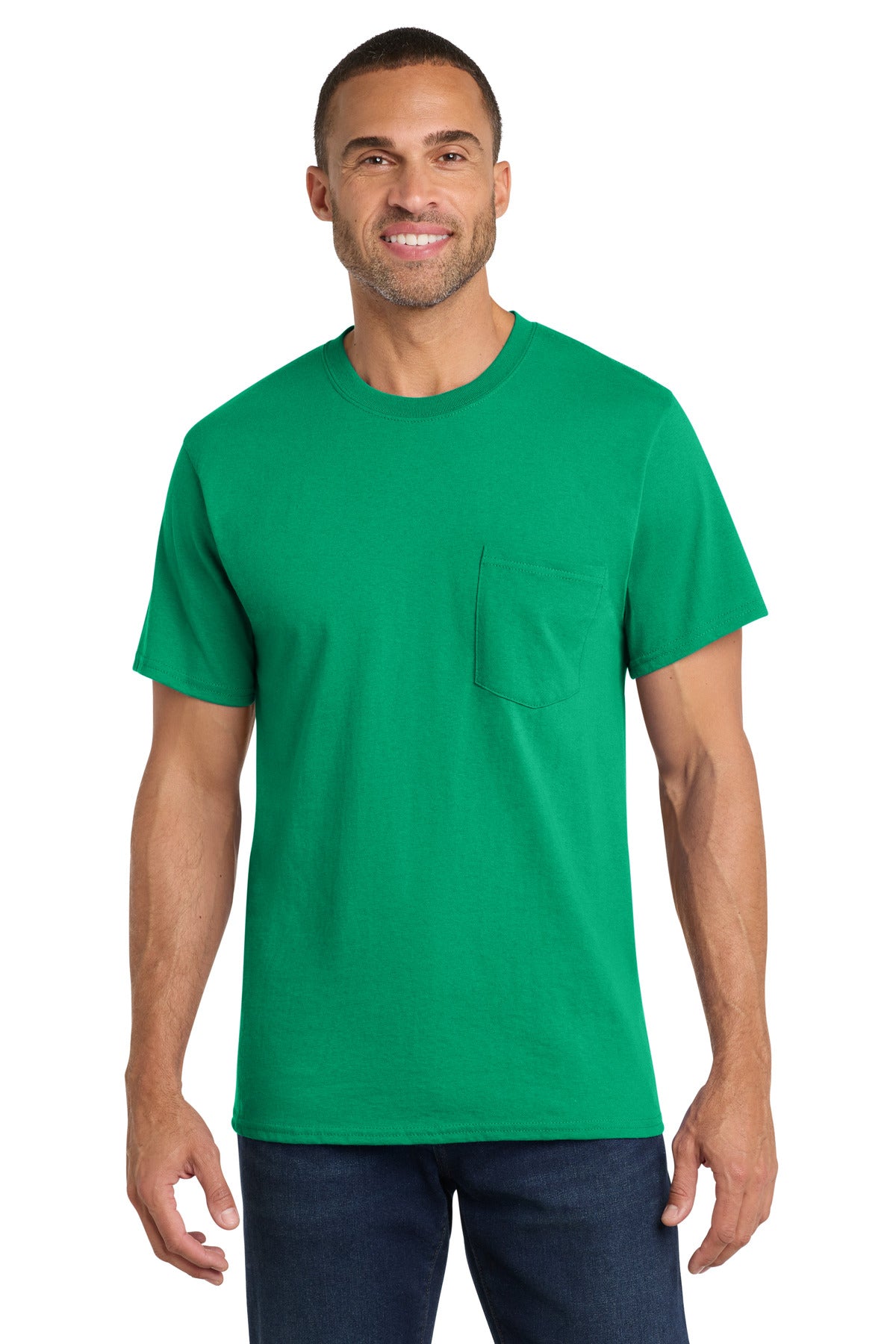 Port & Co Core Cotton Pocket Tee. PC54P - Kelly - front