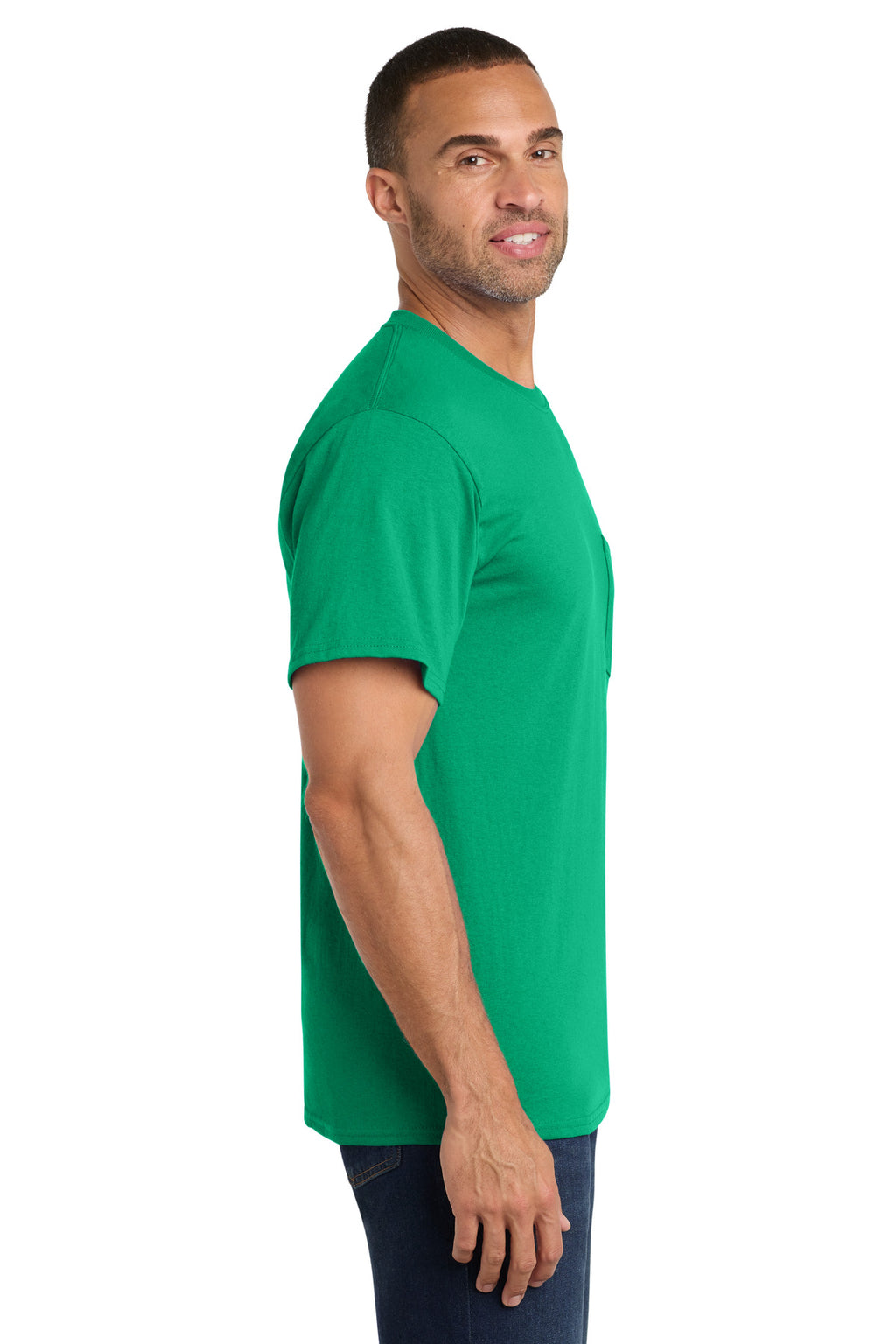 Port & Co Core Cotton Pocket Tee. PC54P - Kelly - side