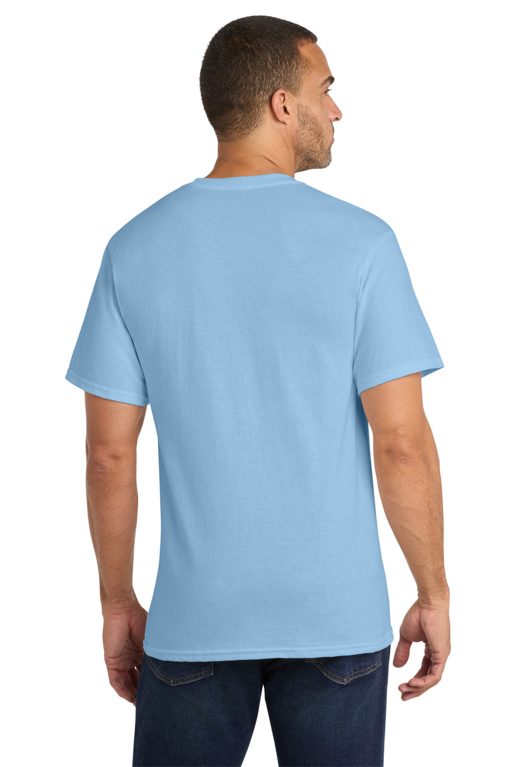 Port & Co Core Cotton Pocket Tee. PC54P - Light Blue - back