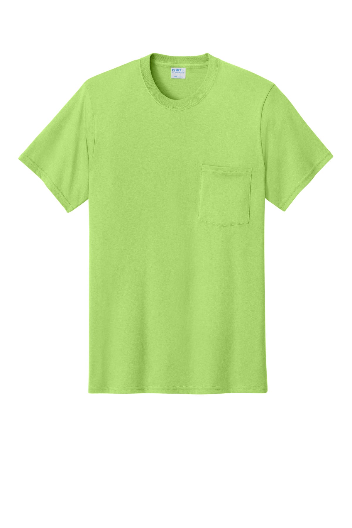 Port & Co Core Cotton Pocket Tee. PC54P - Lime - front