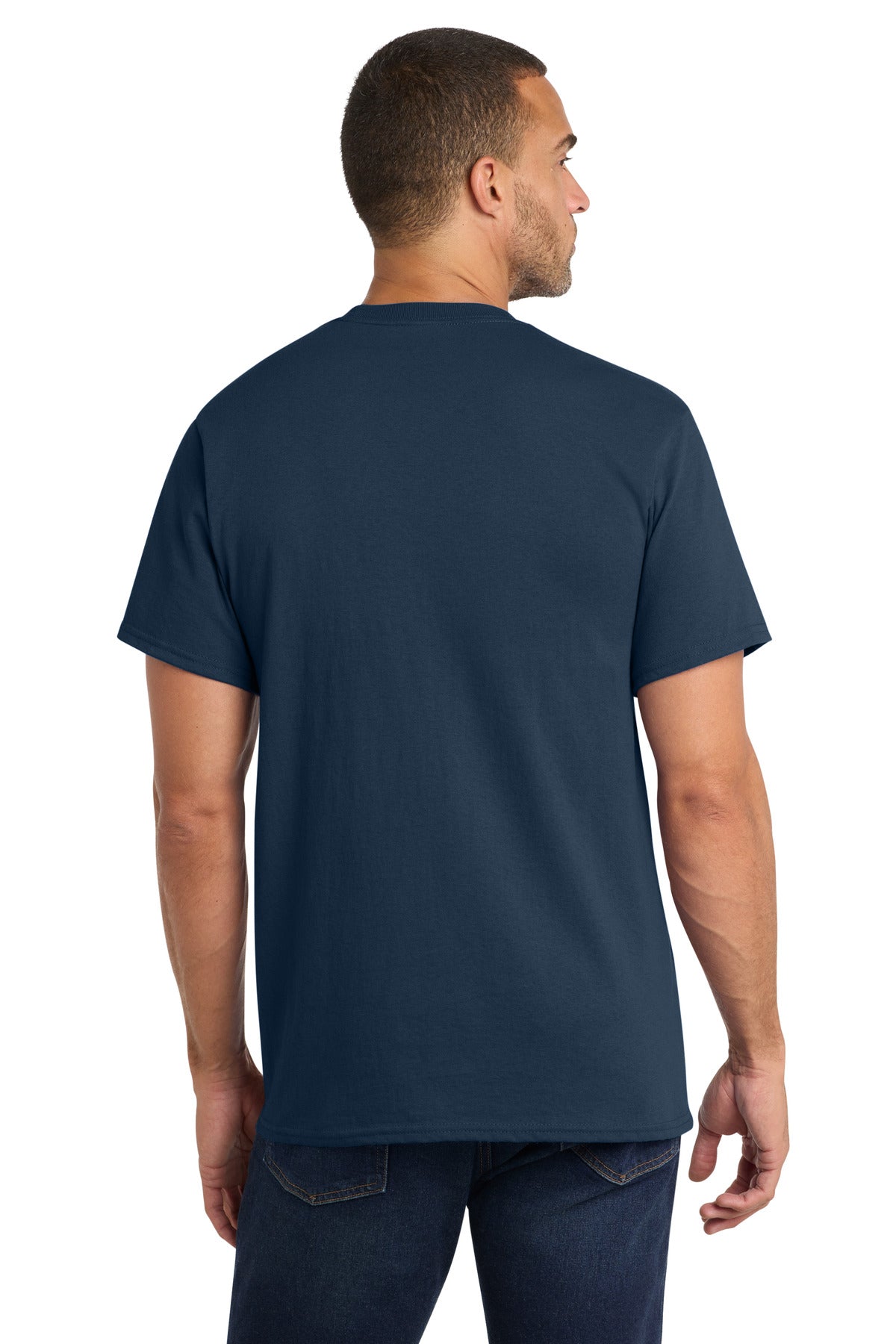Port & Co Core Cotton Pocket Tee. PC54P - Navy - back