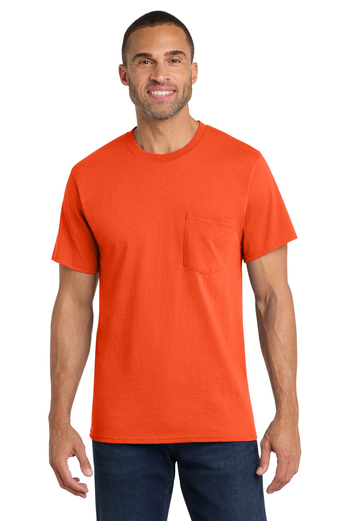 Port & Co Core Cotton Pocket Tee. PC54P - Orange - front