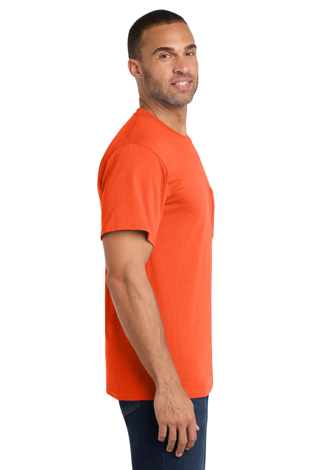 Port & Co Core Cotton Pocket Tee. PC54P - Orange - side
