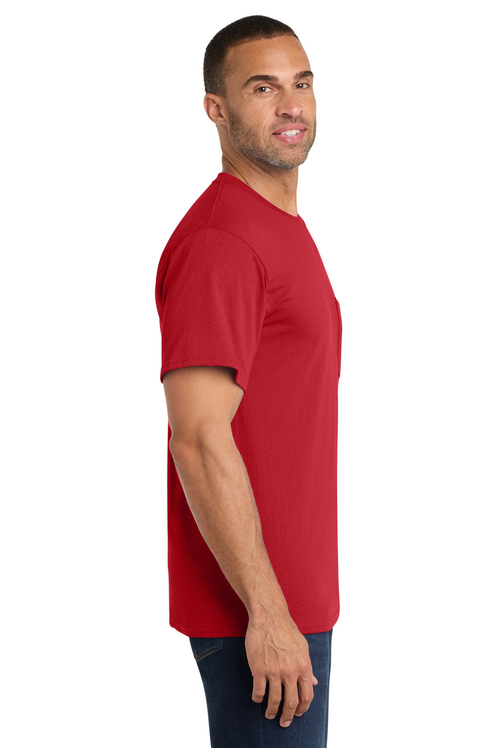 Port & Co Core Cotton Pocket Tee. PC54P - Red - side
