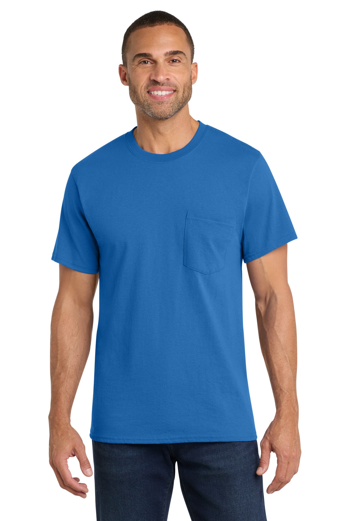 Port & Co Core Cotton Pocket Tee. PC54P - Royal - front