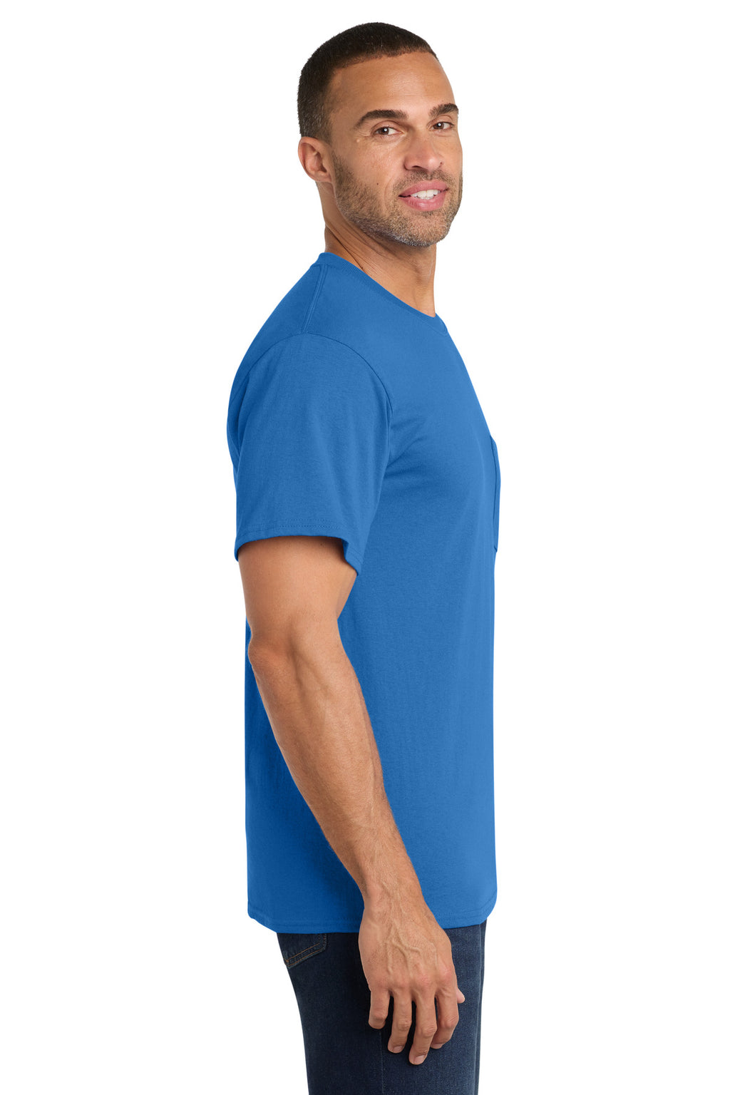 Port & Co Core Cotton Pocket Tee. PC54P - Royal - side