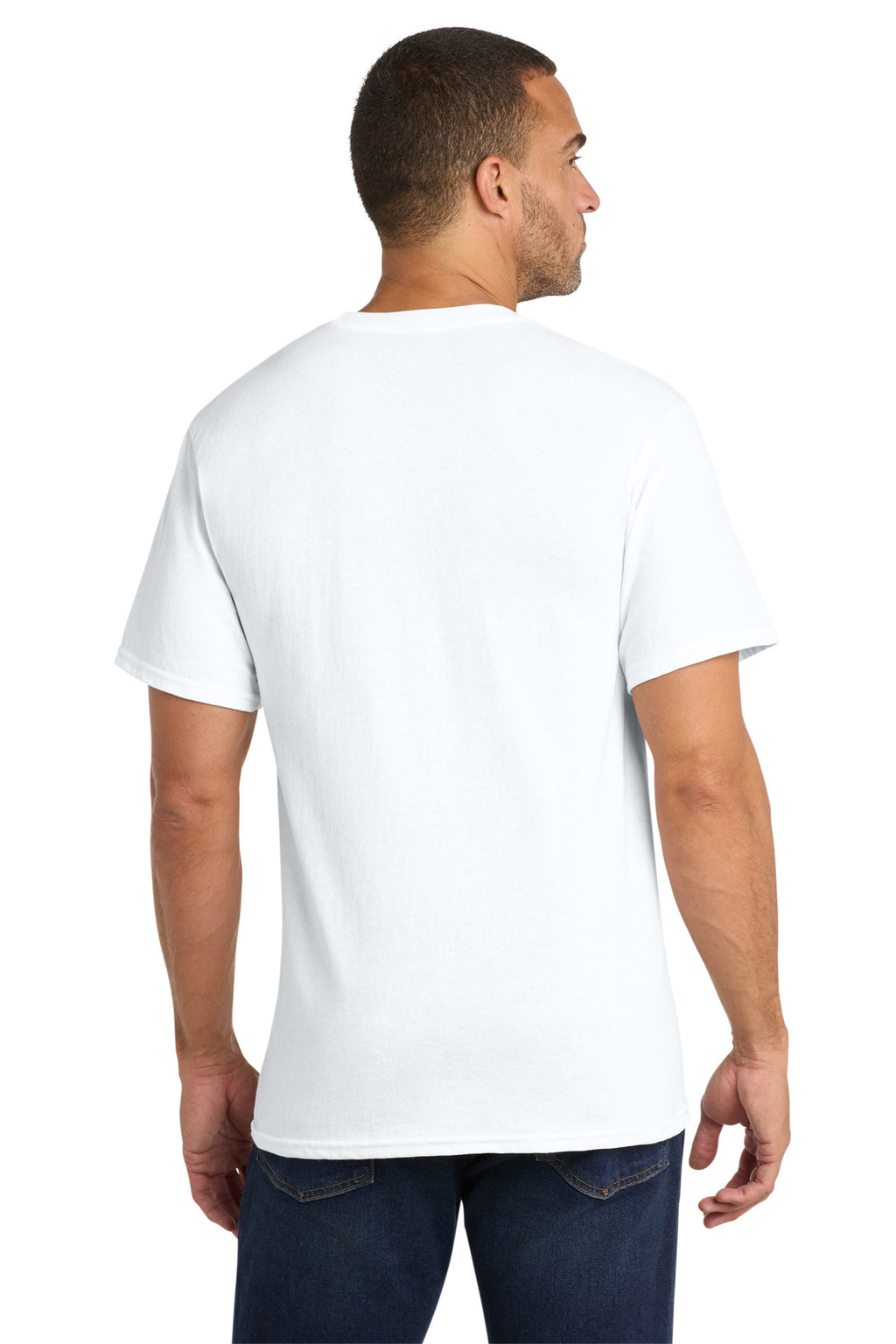 Port & Co Core Cotton Pocket Tee. PC54P - White - back