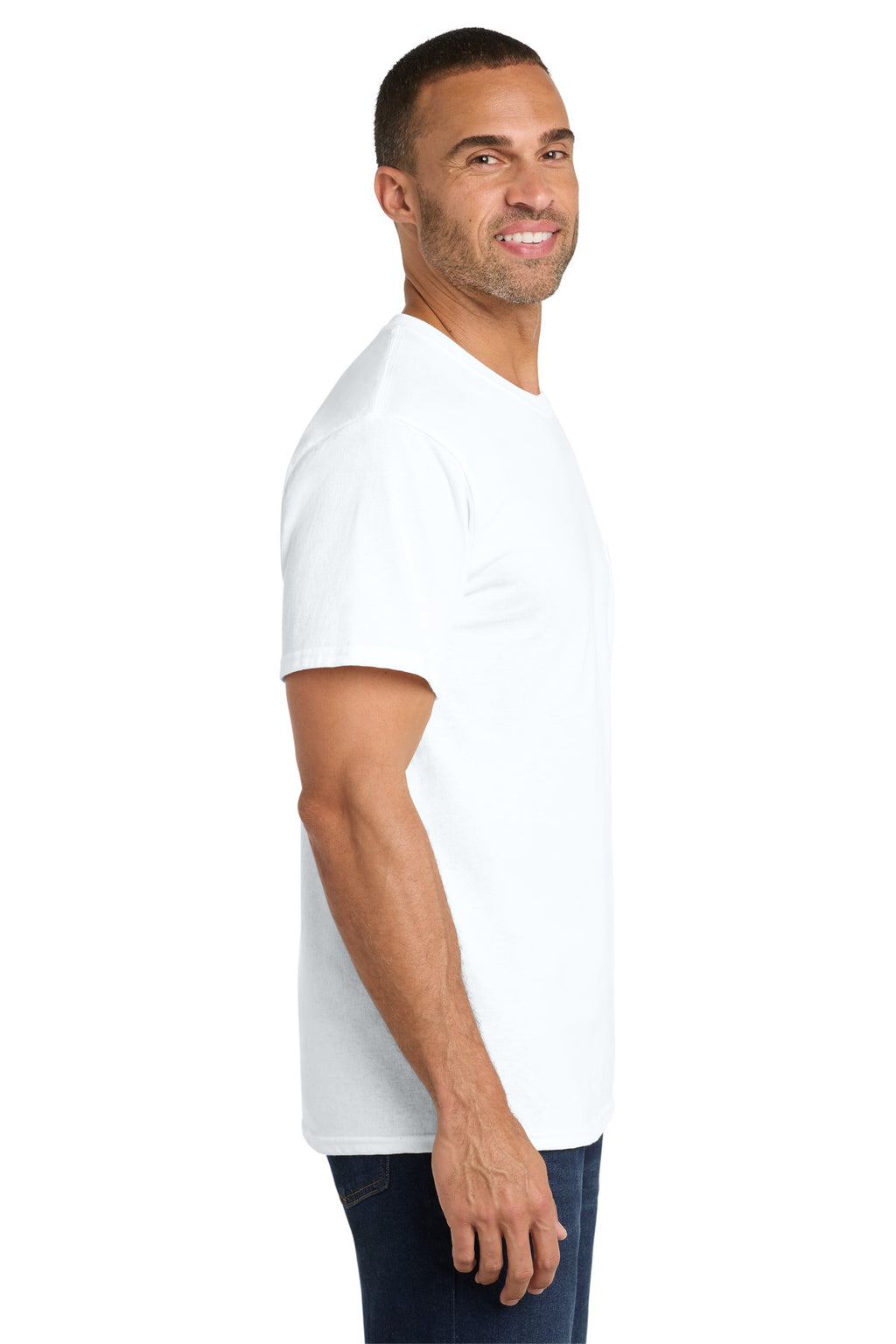 Port & Co Core Cotton Pocket Tee. PC54P - White - side