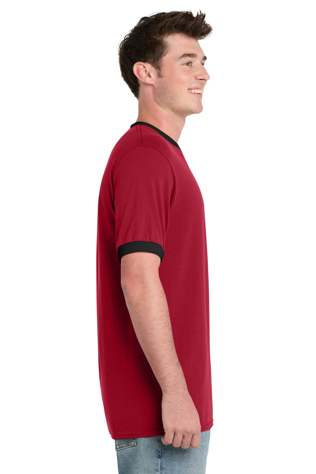 Port & Co Core Cotton Ringer Tee. PC54R - Red/ Jet Black - side