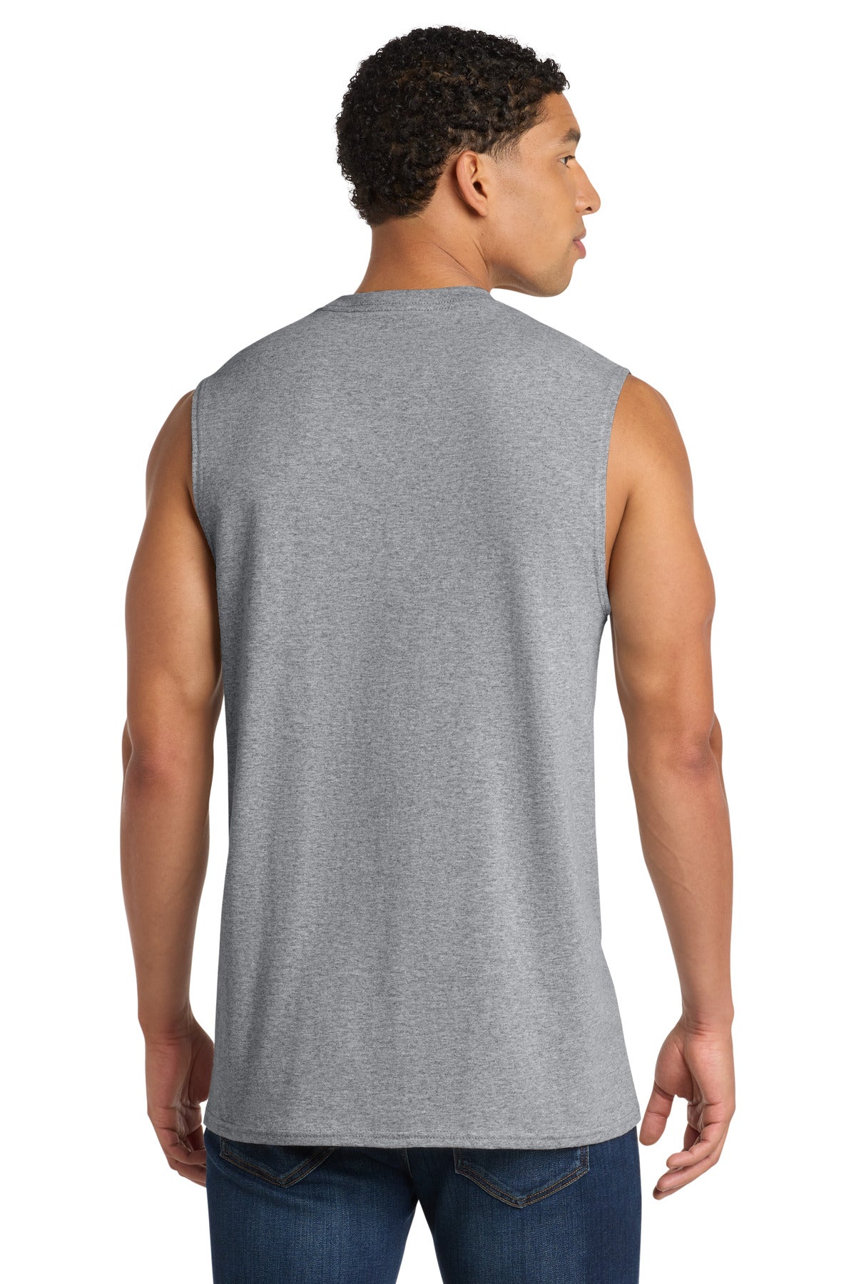 Port & Co Core Cotton Sleeveless Tee. PC54SL - Athletic Heather - back