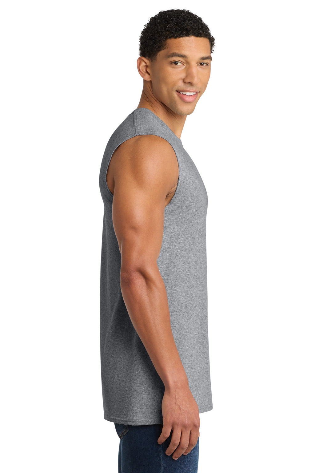 Port & Co Core Cotton Sleeveless Tee. PC54SL - Athletic Heather - side