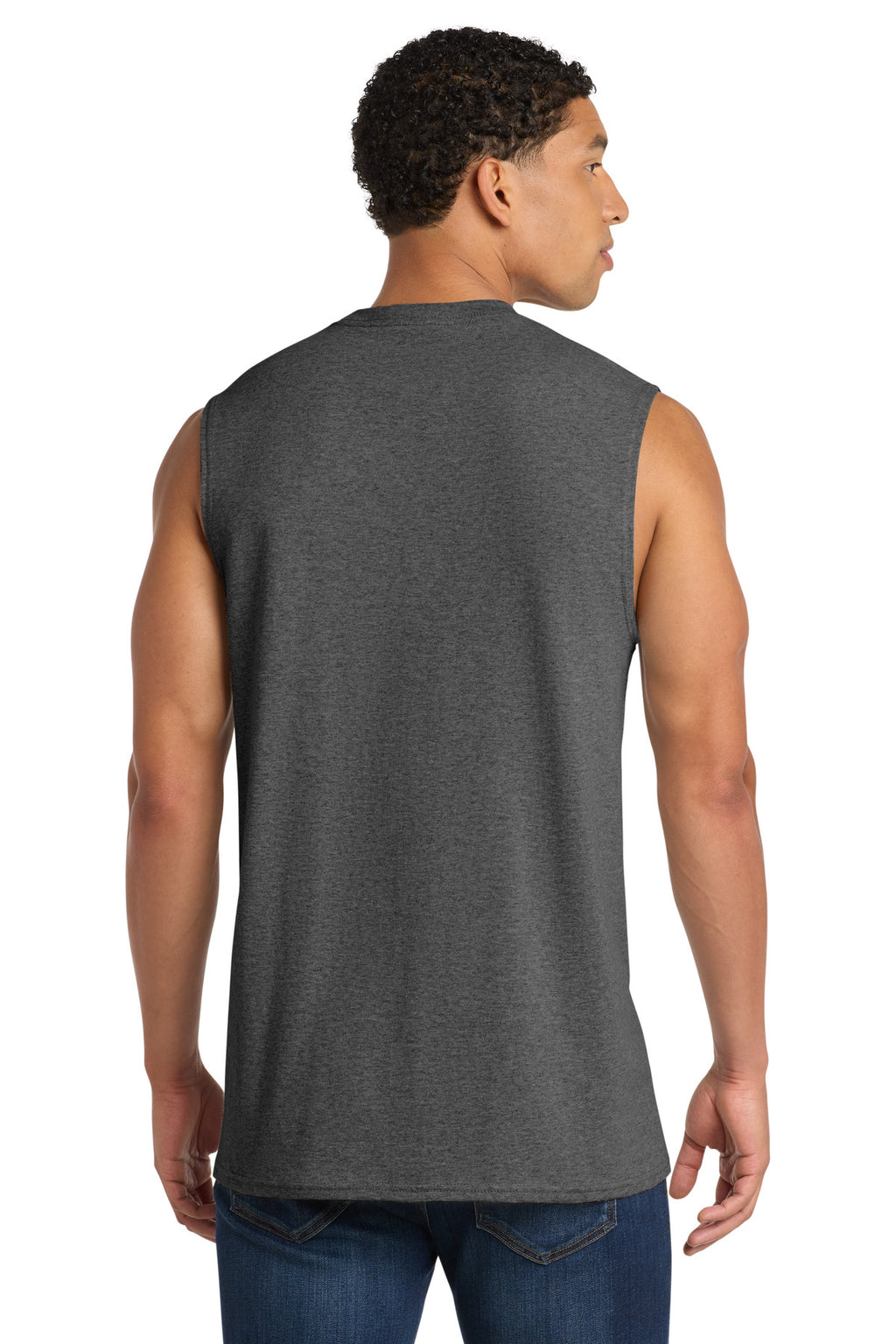 Port & Co Core Cotton Sleeveless Tee. PC54SL - Dark Heather Grey - back