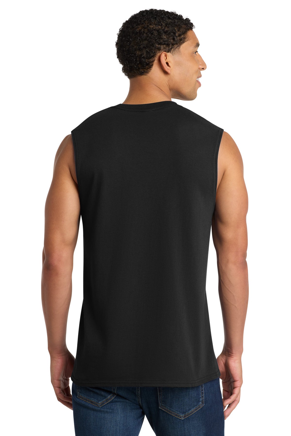 Port & Co Core Cotton Sleeveless Tee. PC54SL - Jet Black - back