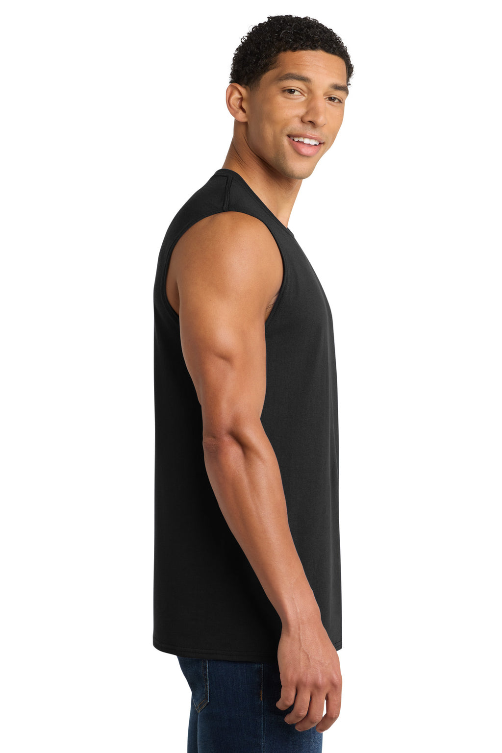 Port & Co Core Cotton Sleeveless Tee. PC54SL - Jet Black - side