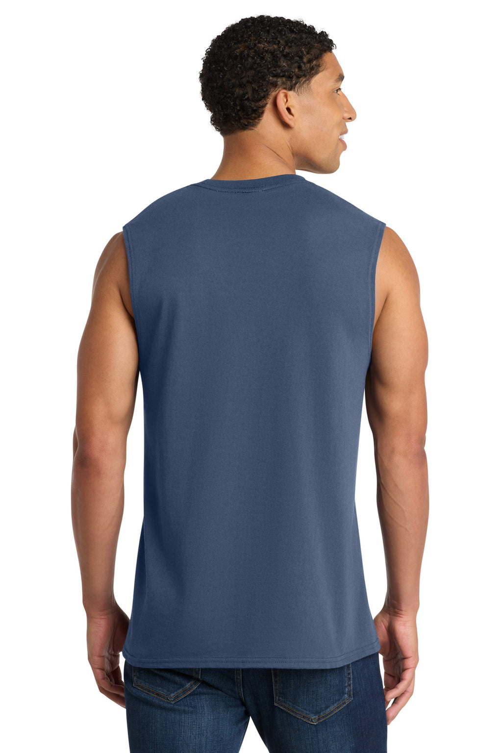 Port & Co Core Cotton Sleeveless Tee. PC54SL - Navy - back