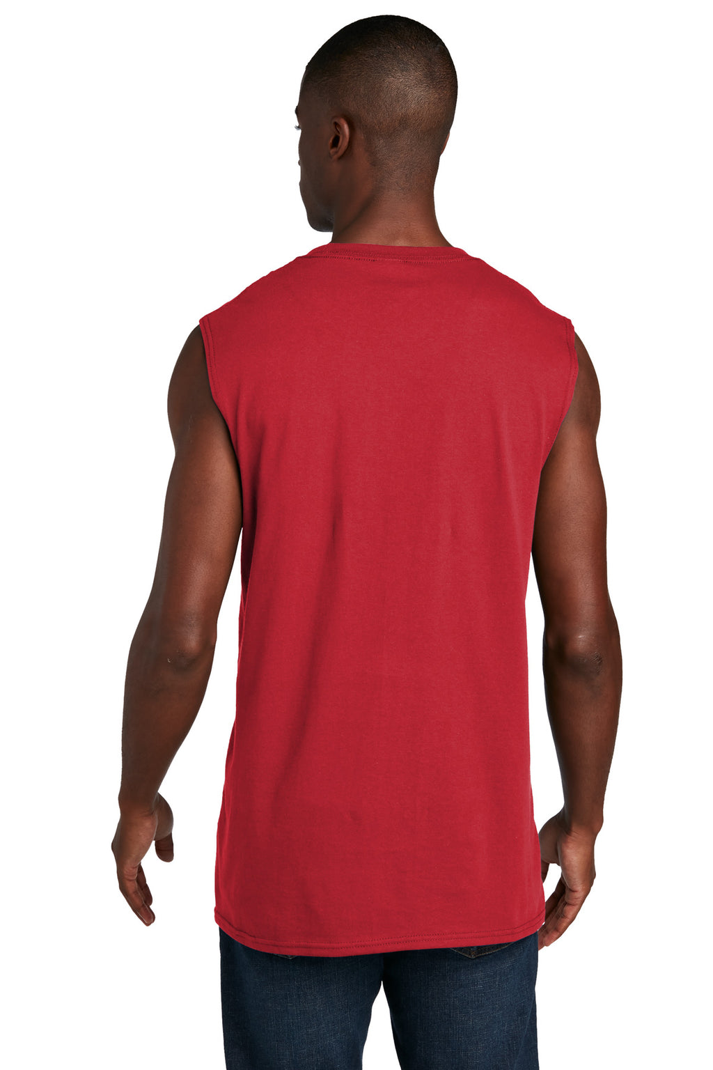 Port & Co Core Cotton Sleeveless Tee. PC54SL - Red - back