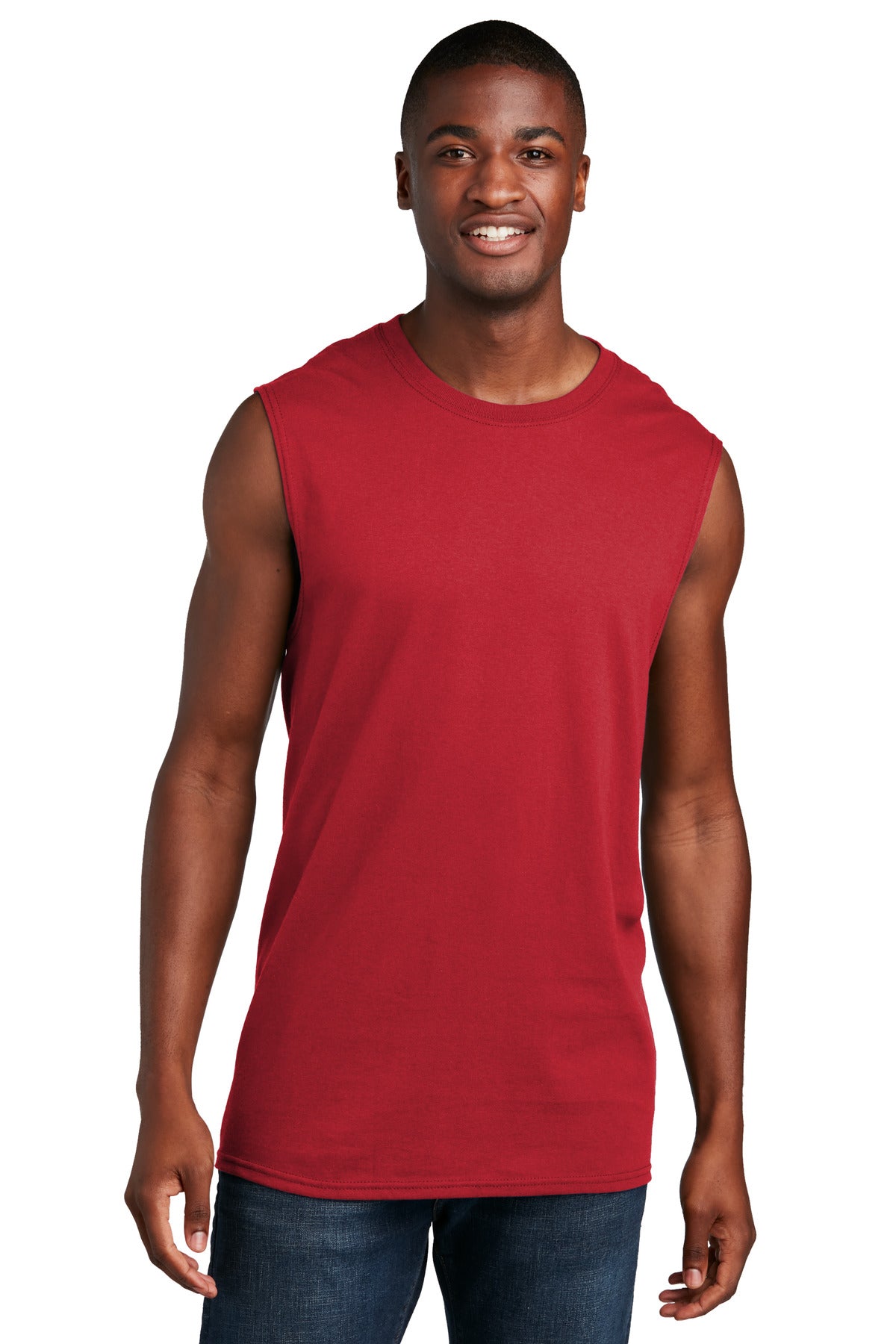 Port & Co Core Cotton Sleeveless Tee. PC54SL - Red - front