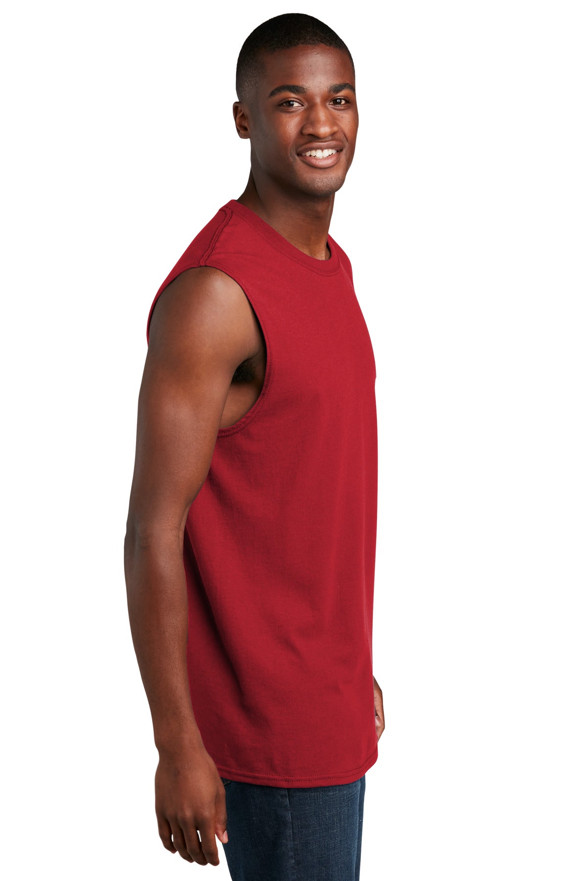 Port & Co Core Cotton Sleeveless Tee. PC54SL - Red - side
